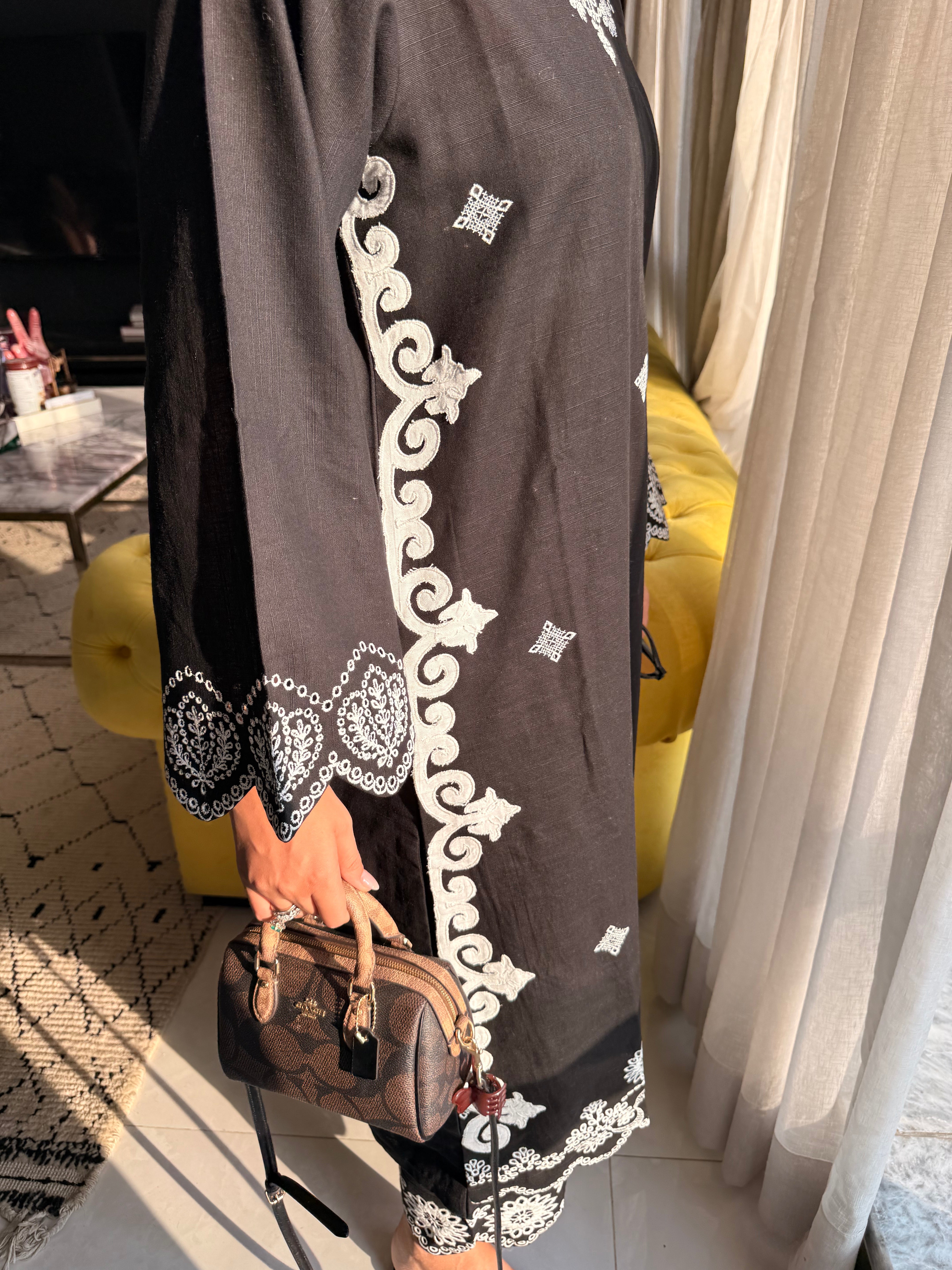 Ebon Fleur - Black Schiffli Suit