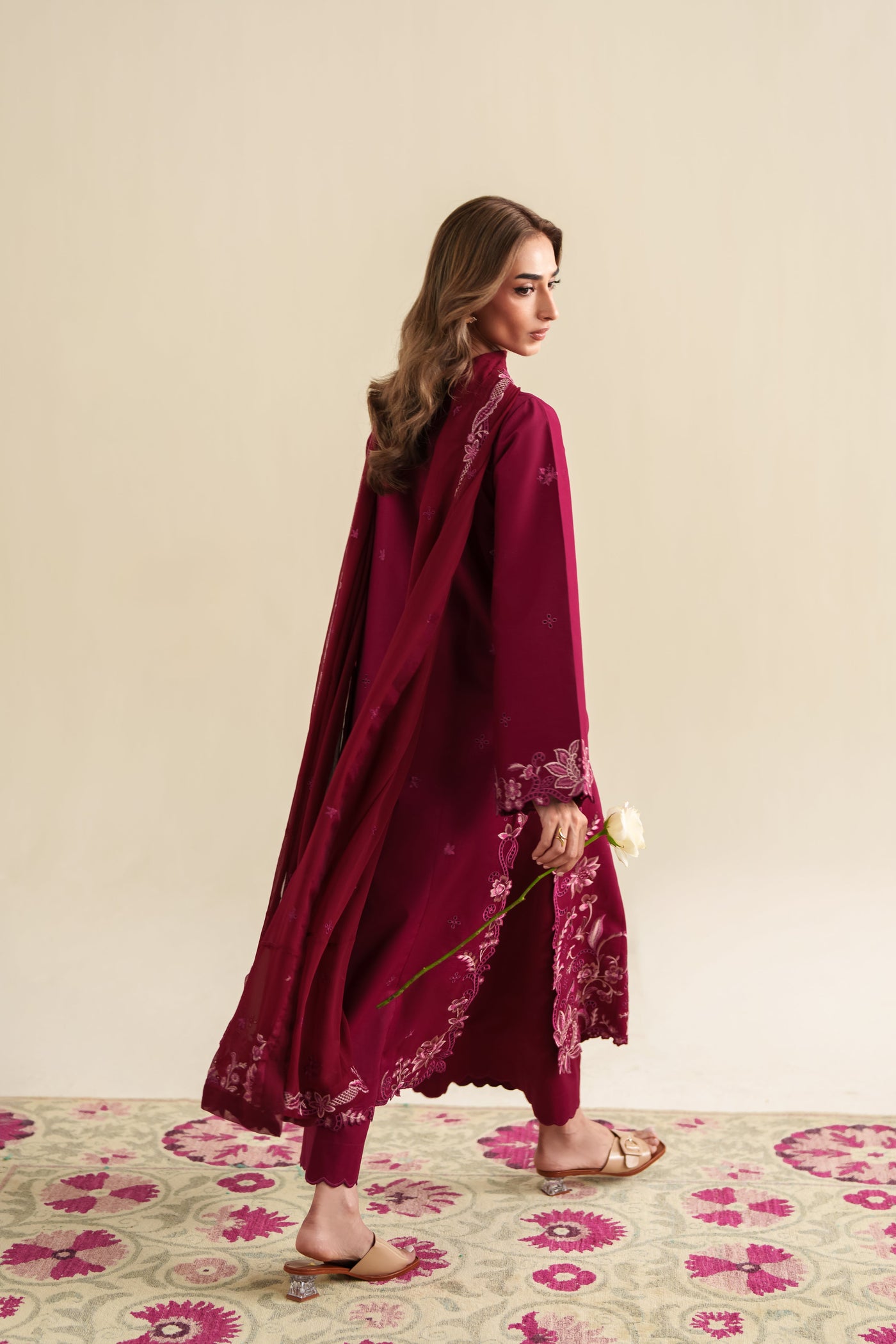 DEEP PINK LUXURY EMBROIDERED 3PCS SET (NPA3-26425) - READY TO WEAR