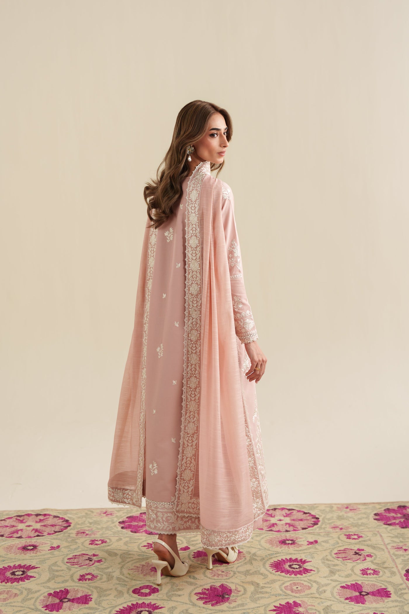 DEEP BURGUNDY LUXURY EMBROIDERED 3PCS SET (NPA3-26420) - READY TO WEAR