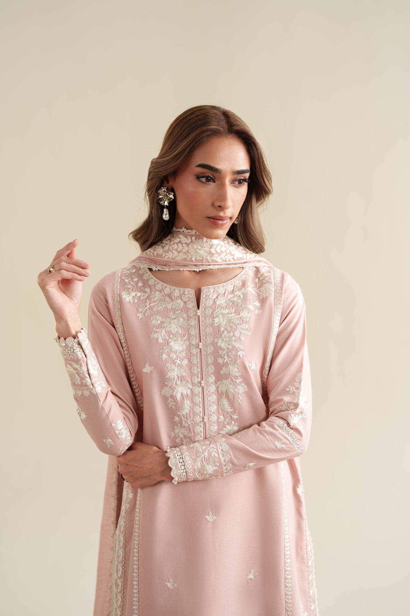 Blush Pink Luxury Embroidered 3Pcs Set (Npa3-26424) - Ready To Wear