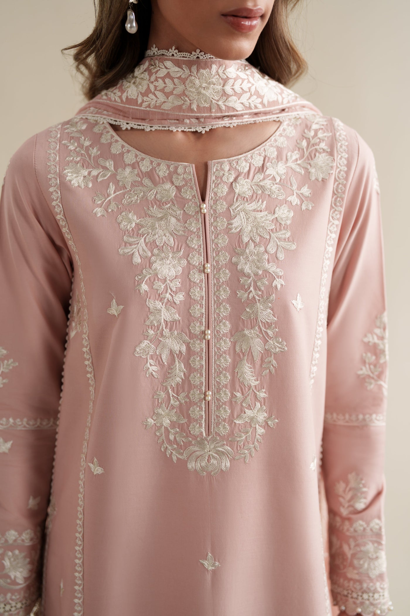 Blush Pink Luxury Embroidered 3Pcs Set (Npa3-26424) - Ready To Wear