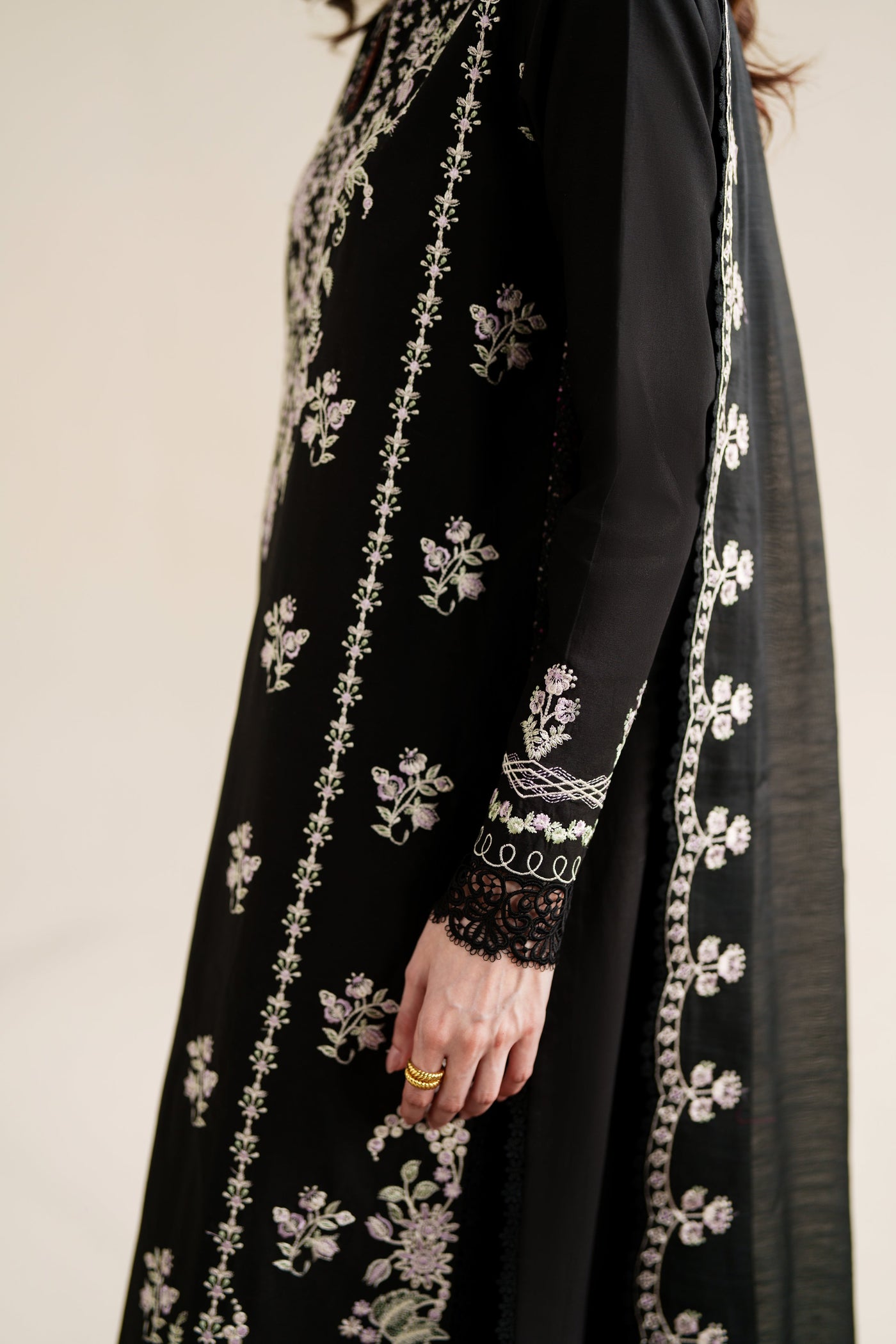 BLACK LUXURY EMBROIDERED 3PCS SET (NPA3-26422) - READY TO WEAR