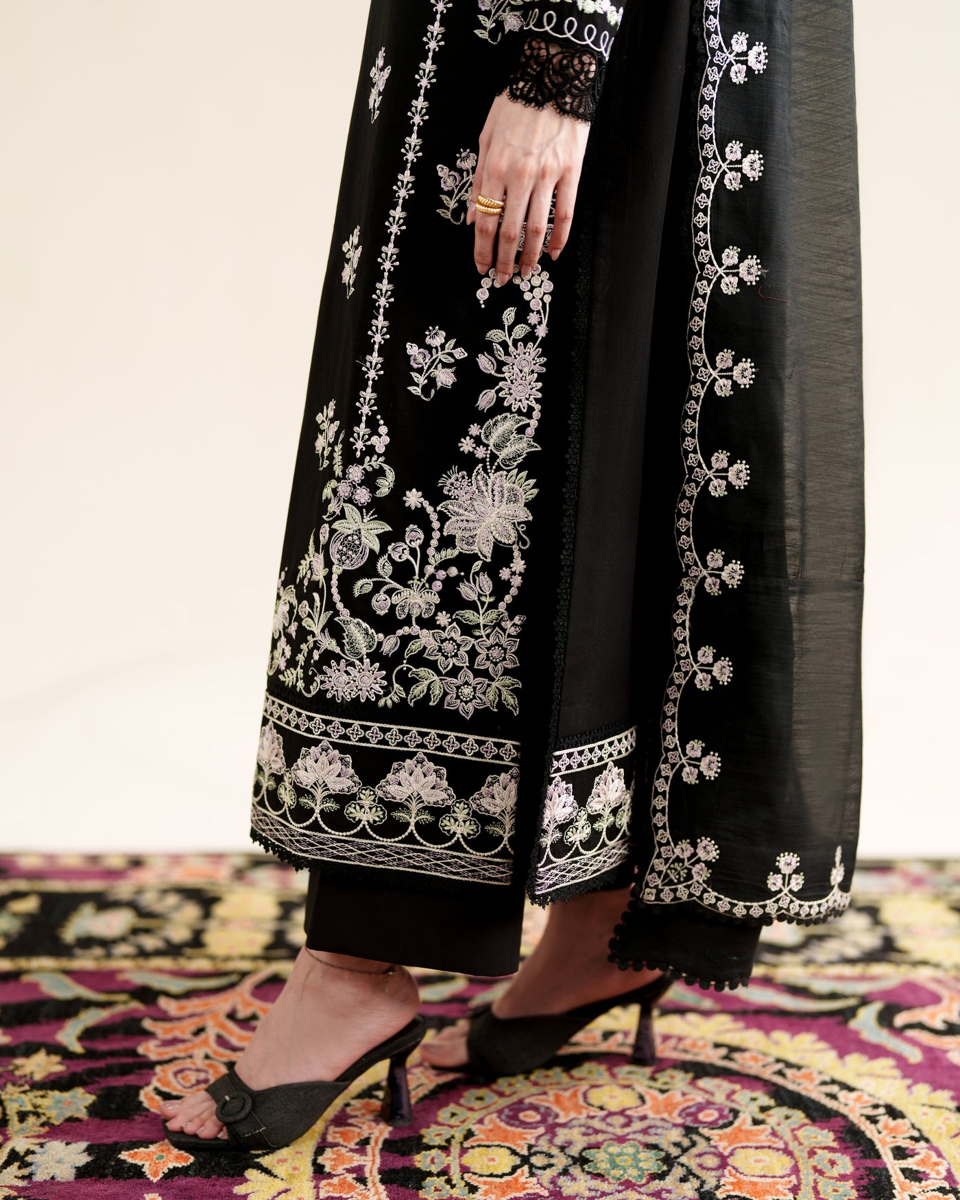 BLACK LUXURY EMBROIDERED 3PCS SET (NPA3-26422) - READY TO WEAR