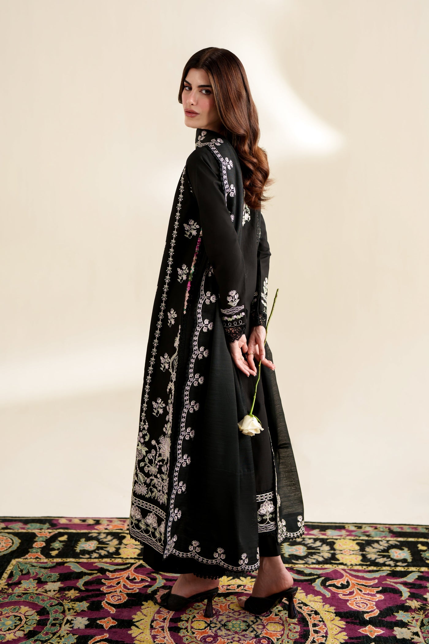 BLACK LUXURY EMBROIDERED 3PCS SET (NPA3-26422) - READY TO WEAR