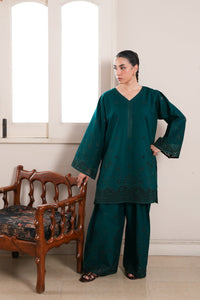 EMERALD CO-ORD LUXURY EMBROIDERED 2PCS SET (NPA2-26304)-READY TO WEAR STAYCATION 2026