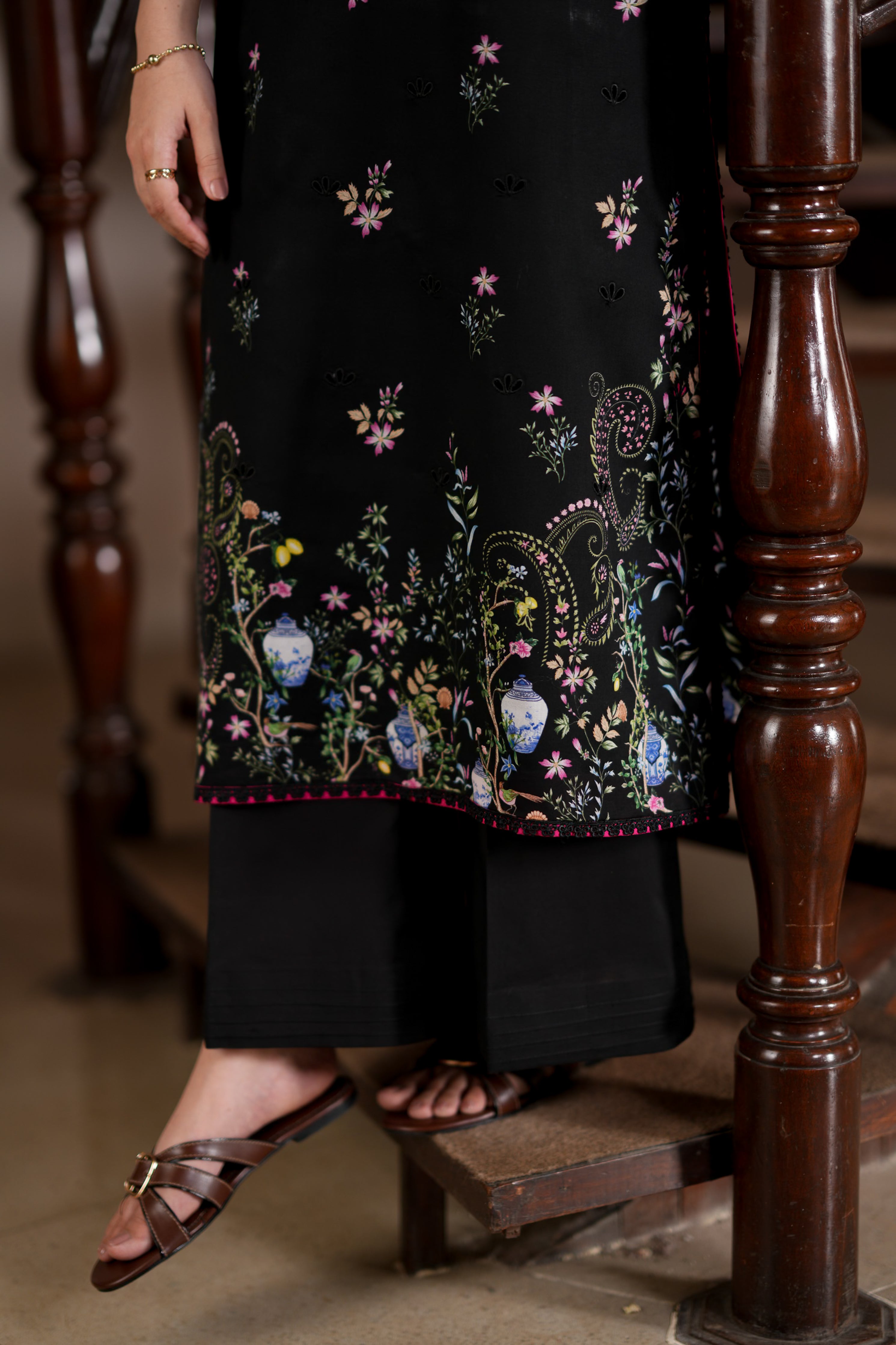 BLACK CO-ORD LUXURY PRINTED EMBROIDERED LAWN 2PCS SET(NPA2-26303)  - READY TO WEAR STAYCATION 2026