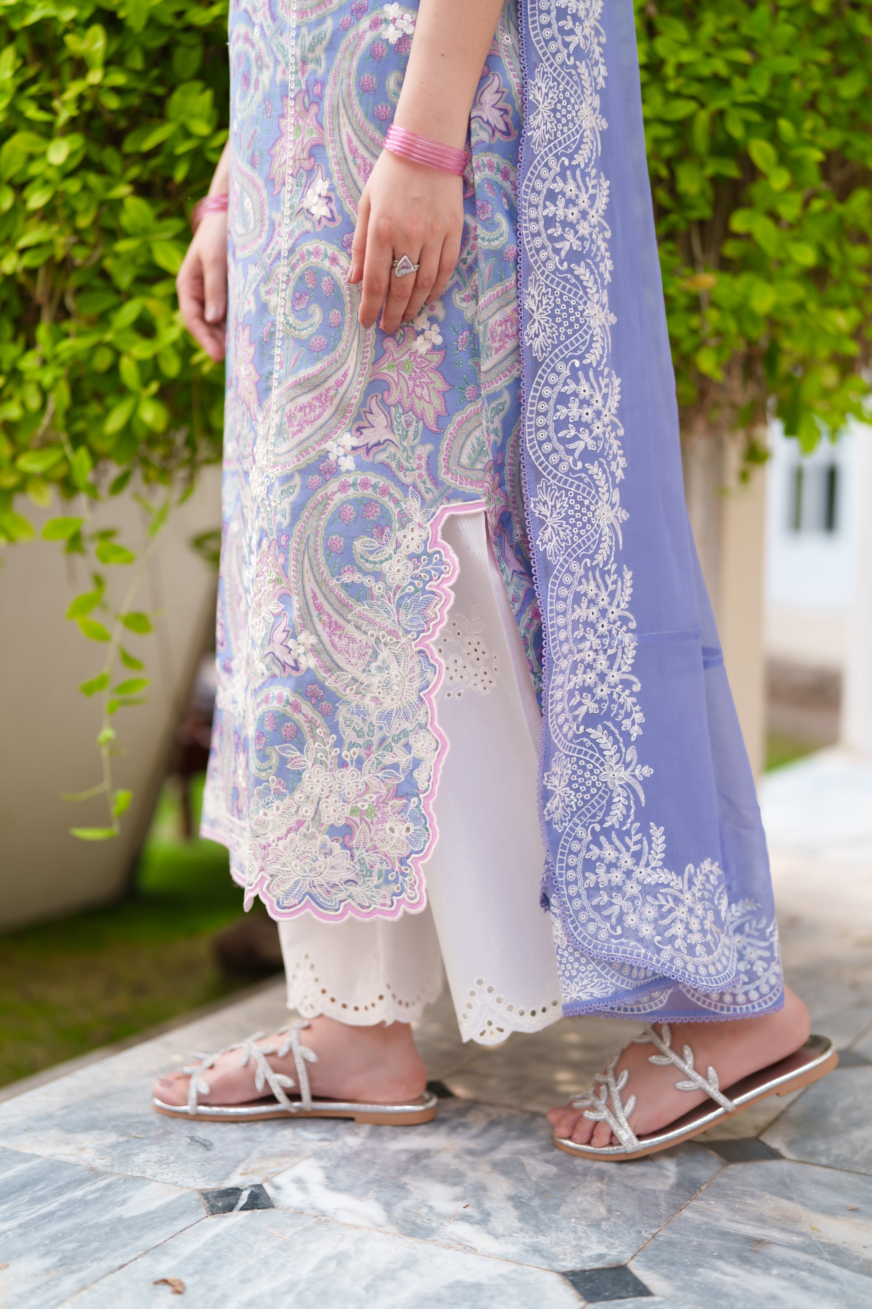 PERIWINKLE LUXURY EMBROIDERED PRINTED PREMIUM COTTON 3PCS SET (NEL-26626)