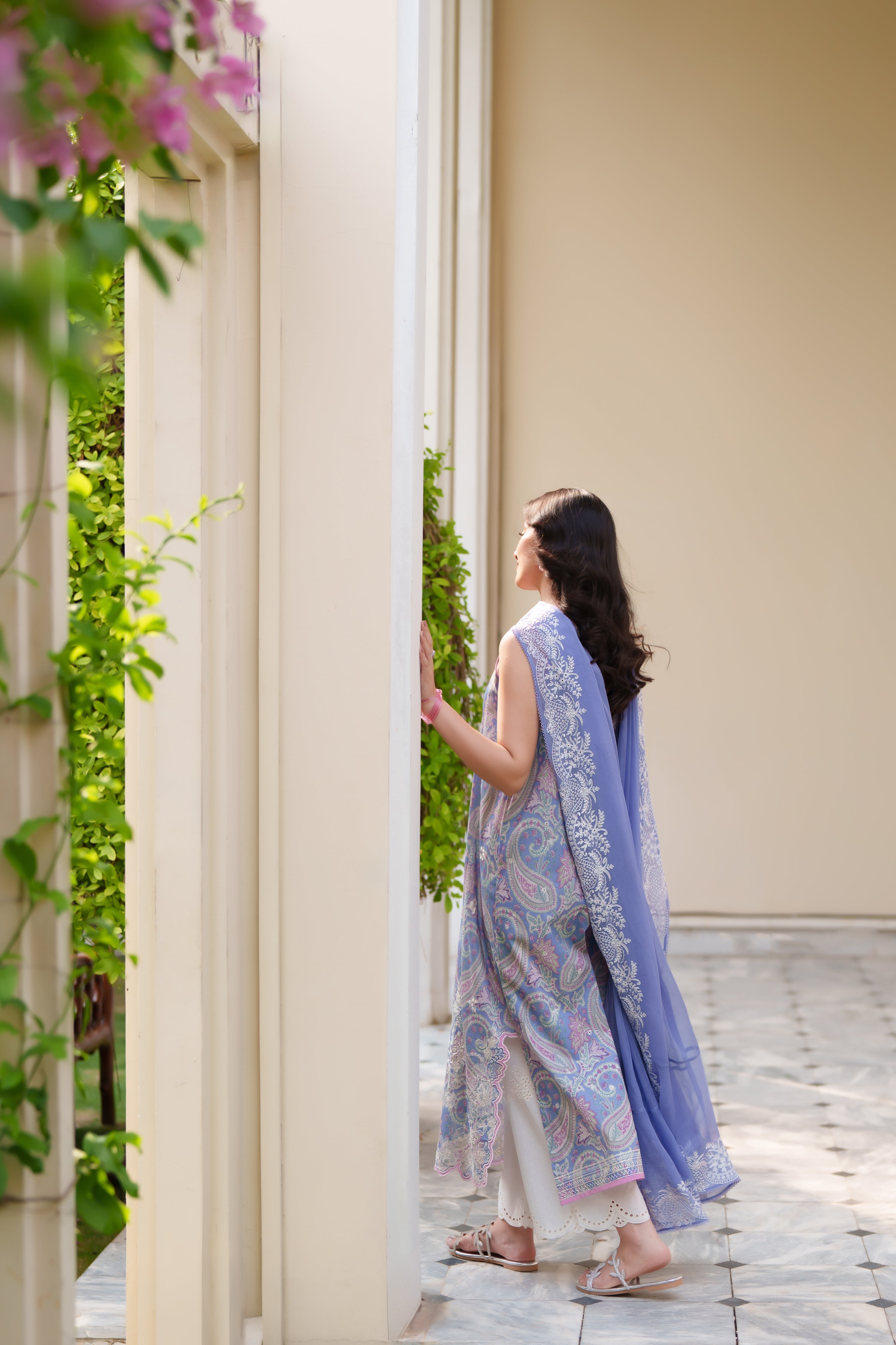PERIWINKLE LUXURY EMBROIDERED PRINTED PREMIUM COTTON 3PCS SET (NEL-26626)