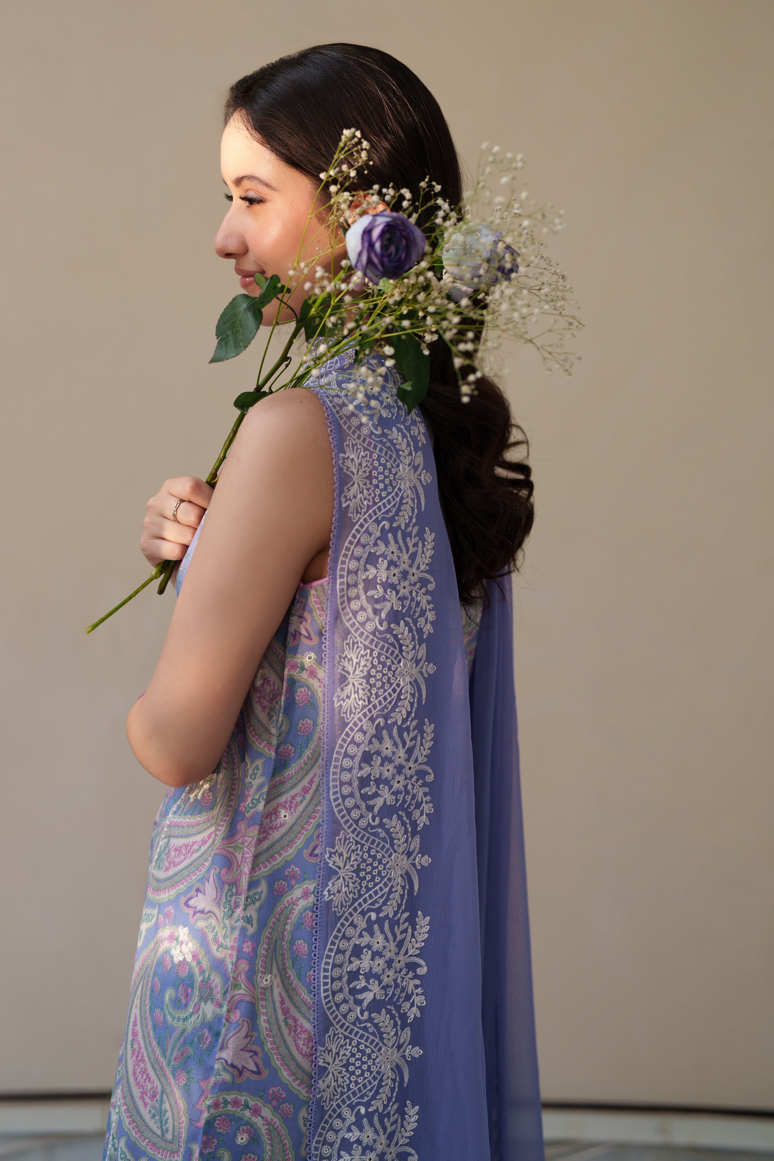 PERIWINKLE LUXURY EMBROIDERED PRINTED PREMIUM COTTON 3PCS SET (NEL-26626)
