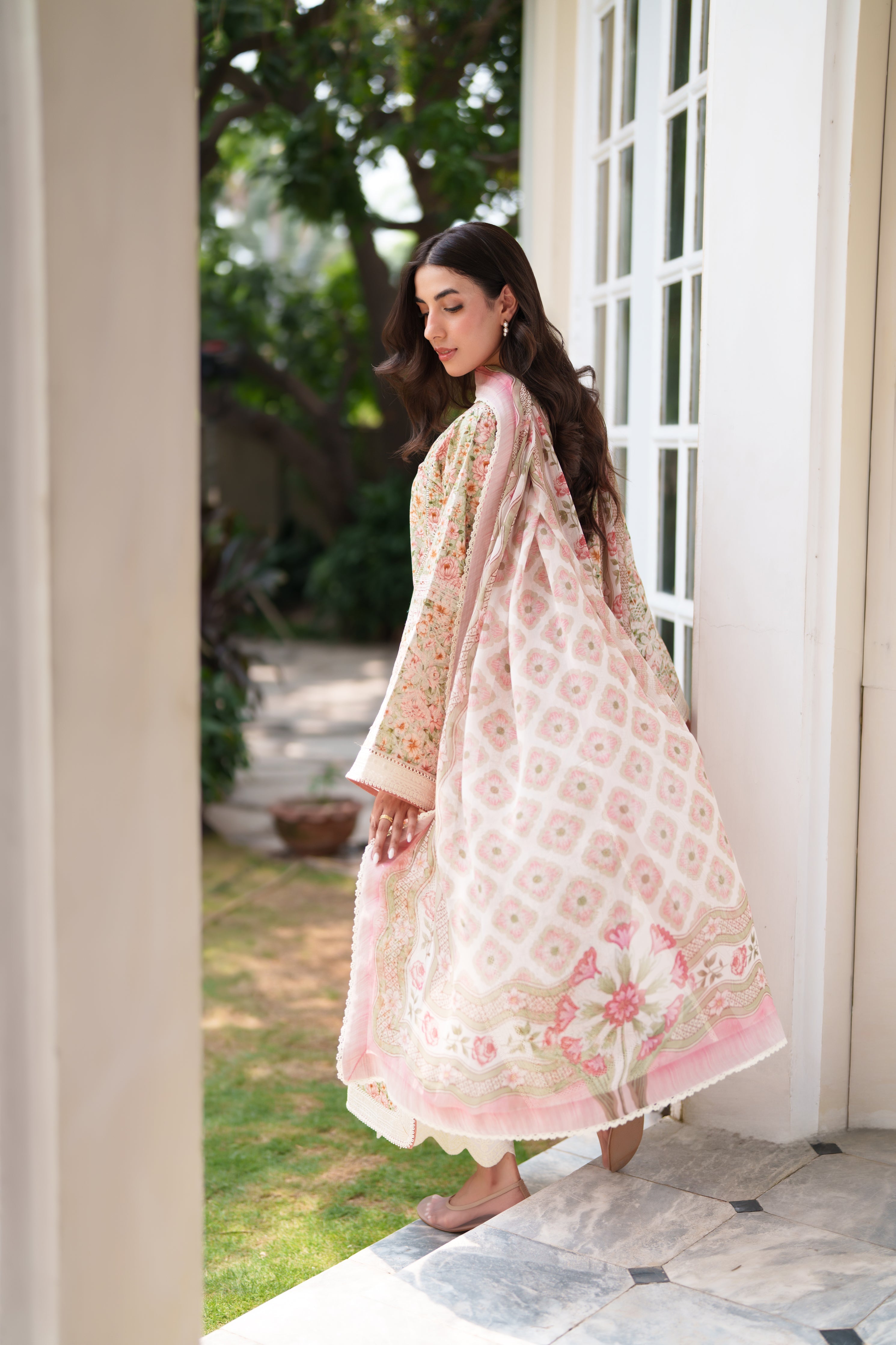 SOFT PISTACHIO LUXURY EMBROIDERED PRINTED PREMIUM COTTON 3PCS SET (NEL-26630)
