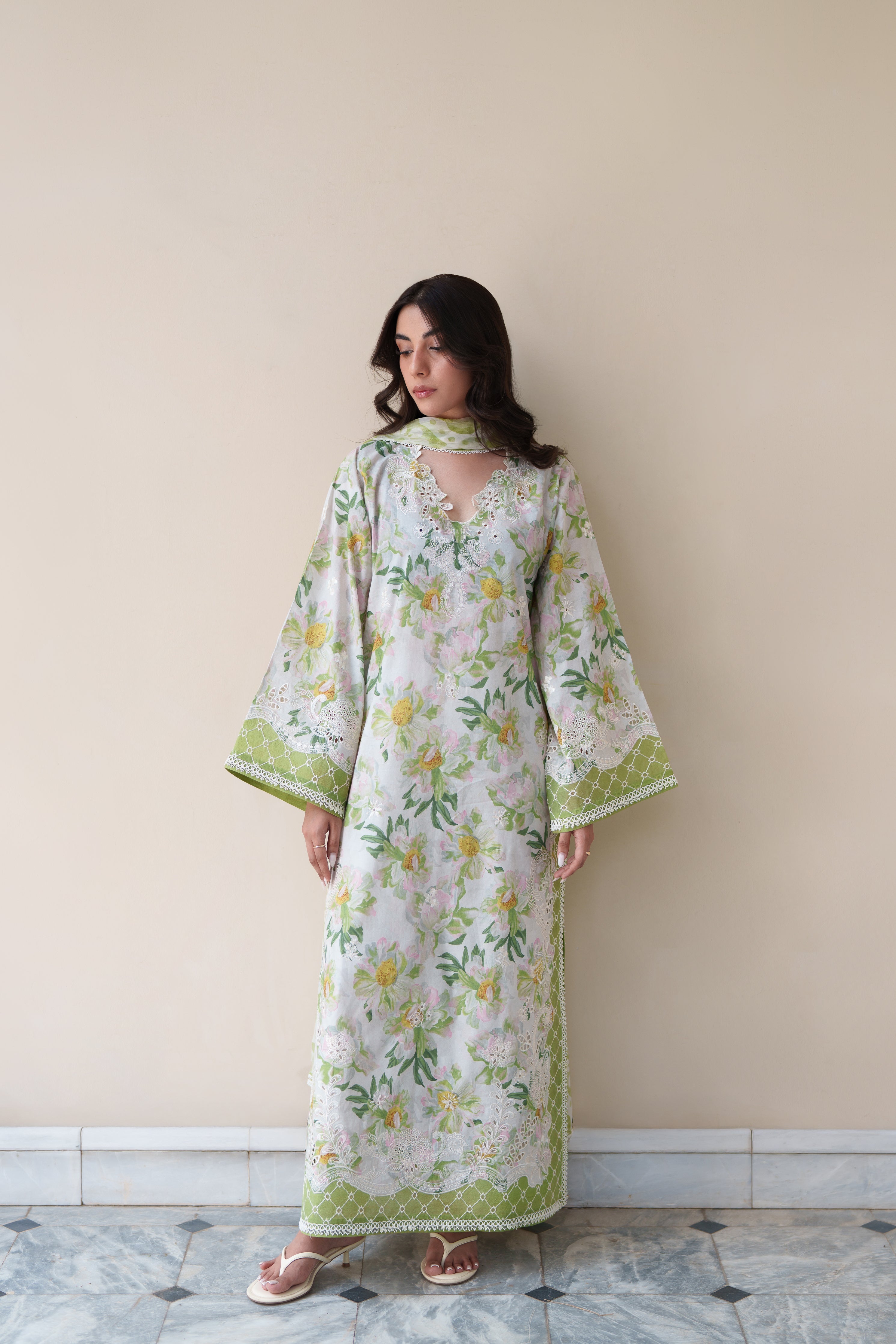 GARDENIA LUXURY EMBROIDERED PRINTED PREMIUM COTTON 3PCS SET (NEL-26627)