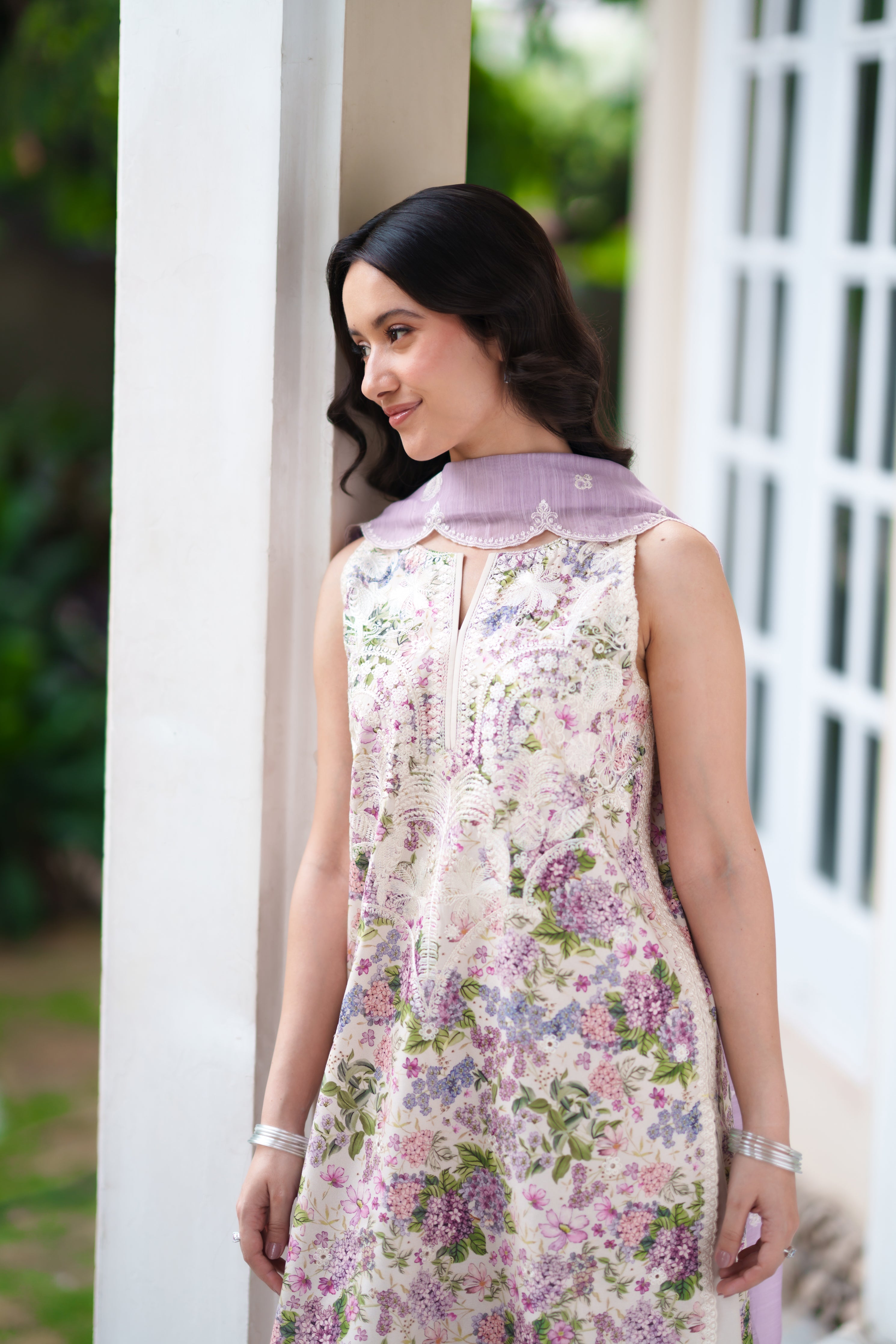 LOVE LILAC LUXURY EMBROIDERED PRINTED PREMIUM COTTON 3PCS SET (NEL-26631)