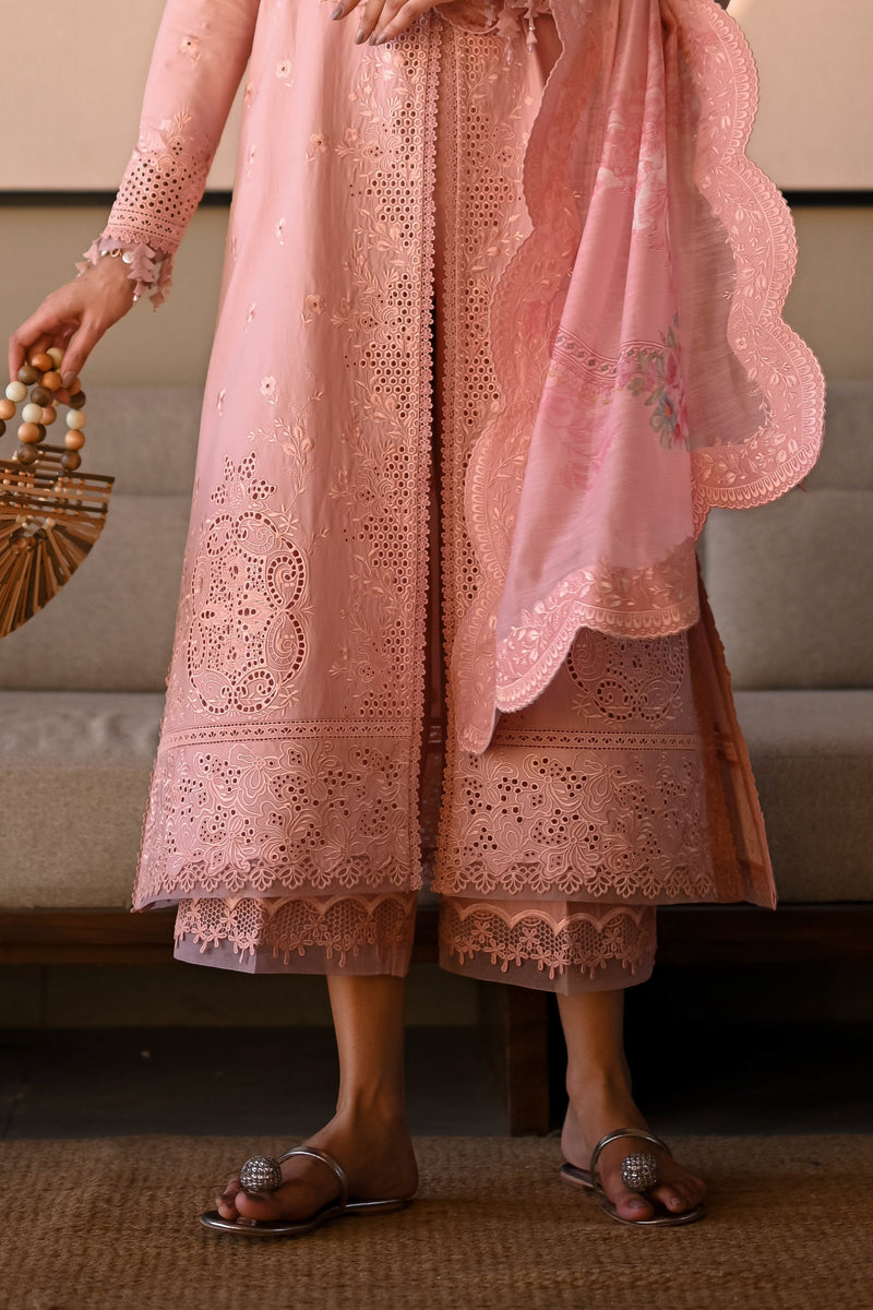 Zahra 1: Pastel Pink Luxury Embroidered Lawn Set (Nel-25601)