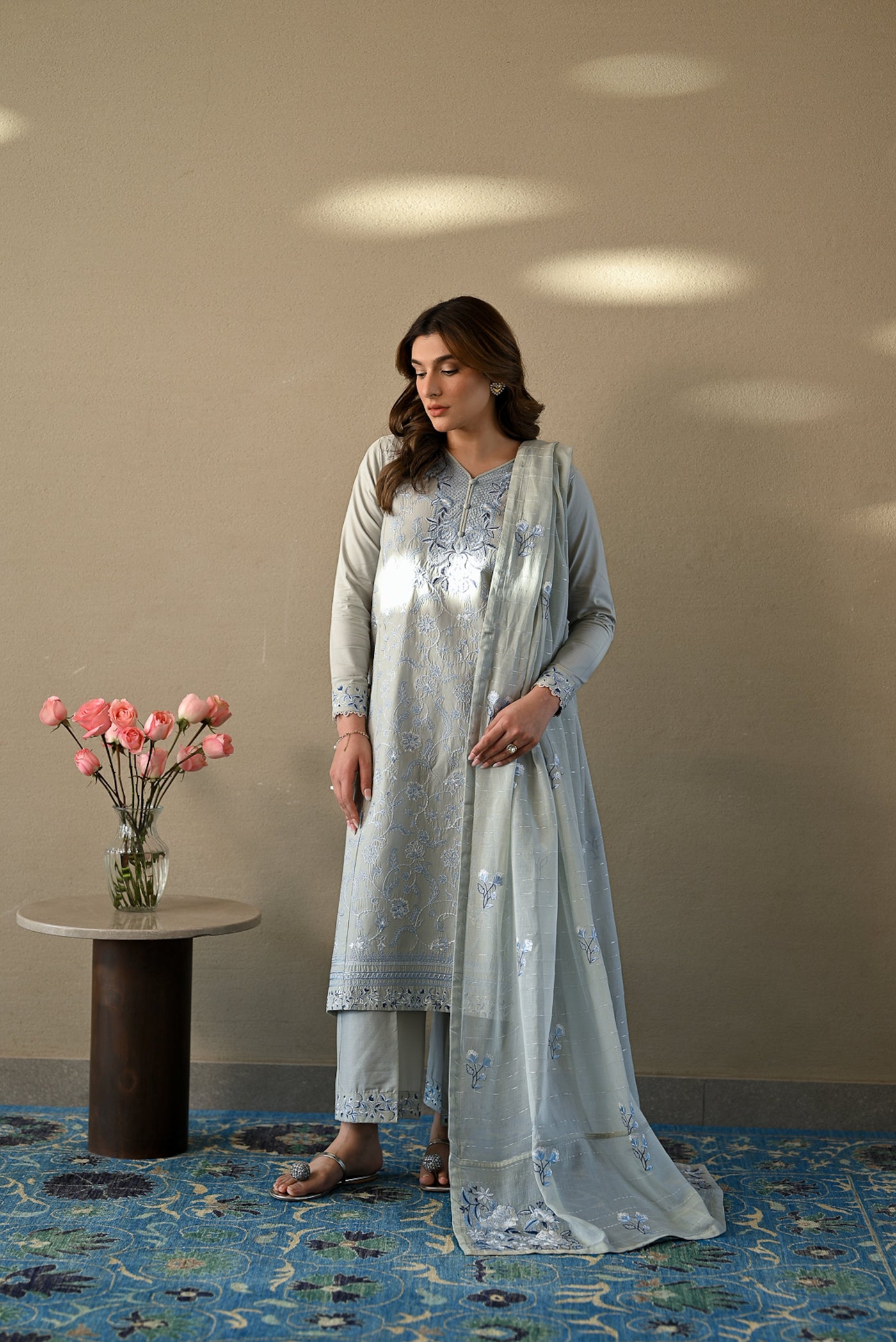 MAROON LUXURY EMBROIDERED LAWN 3PCS SET (NPA3-26409) - RAMADAN 2026 READY TO WEAR