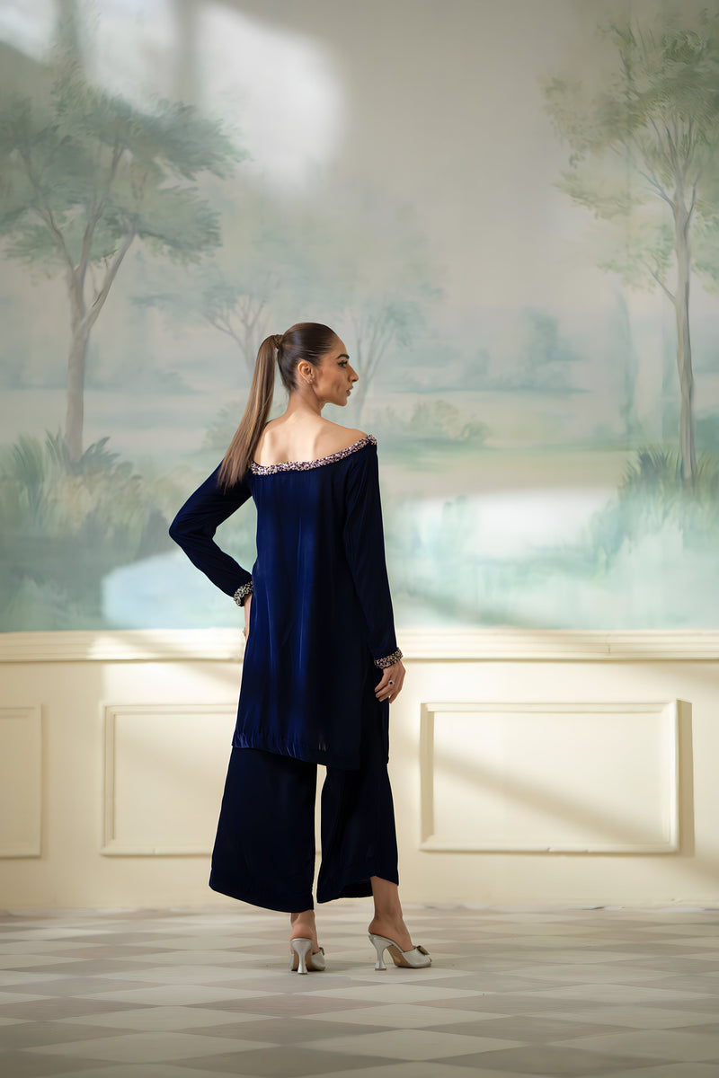 ROYAL BLUE VELVET SET (NPA2-23342)