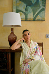 CARNIVAL (1) BUTTER YELLOW LUXURY PRINTED EMBROIDERED LAWN SET (NEL-25614)