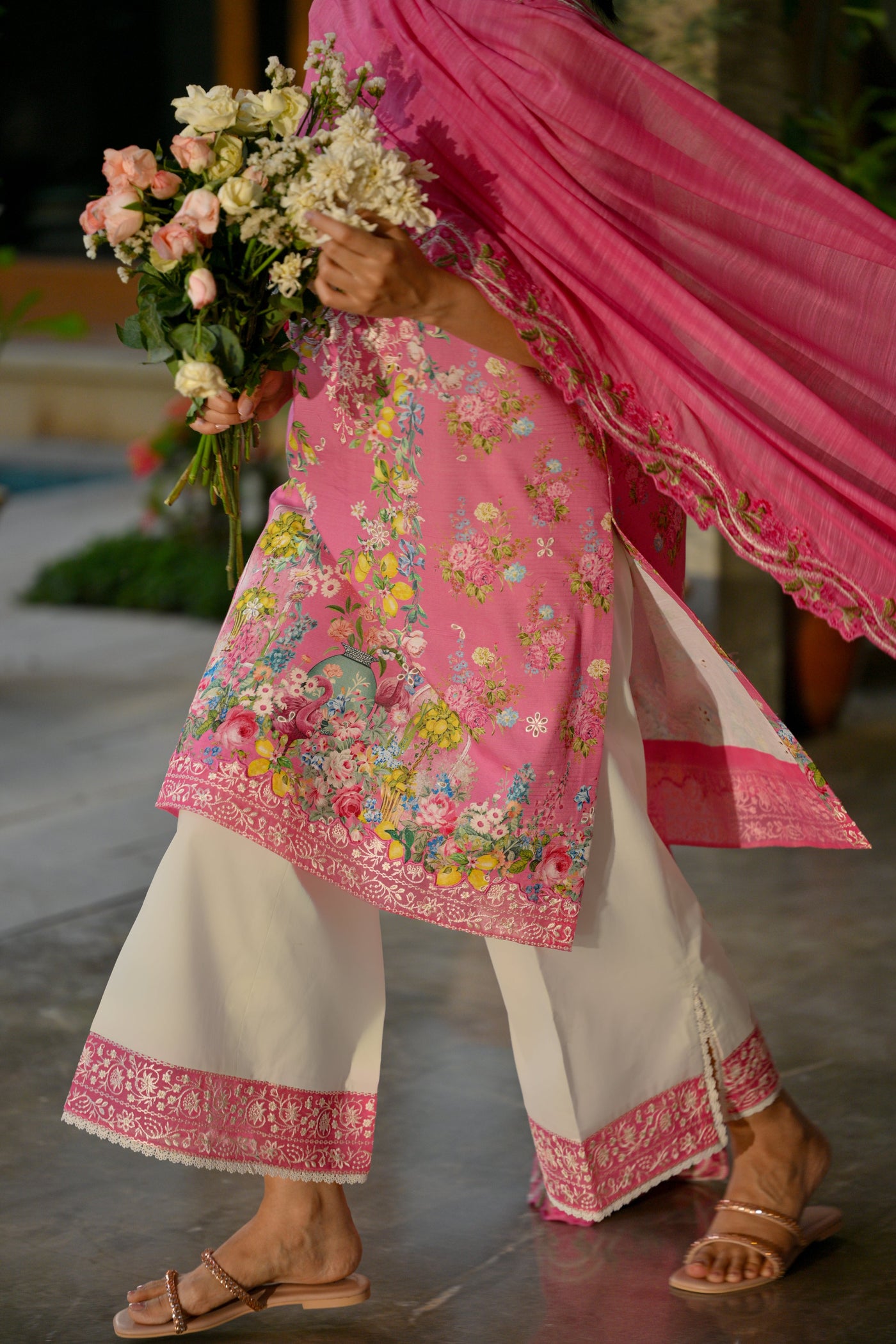 Bloom In May Luxury Printed Embroidered Lawn Set (Nel-25616)