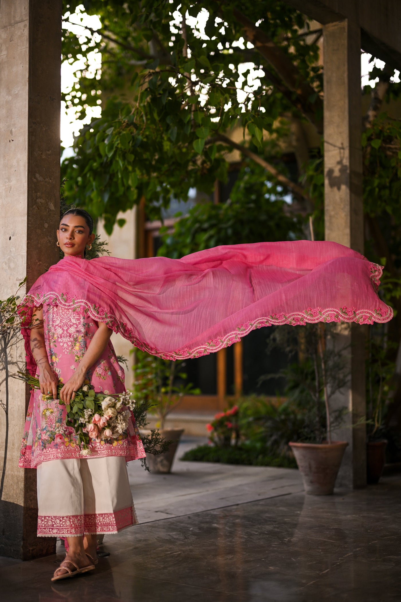 Bloom In May Luxury Printed Embroidered Lawn Set (Nel-25616)