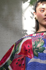 WATERMELON / BLACK LUXURY PRINTED EMBROIDERED LAWN SET (NEL-25611)