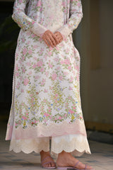 IVORY GARDEN LUXURY PRINTED EMBROIDERED LAWN SET (NEL-25621)
