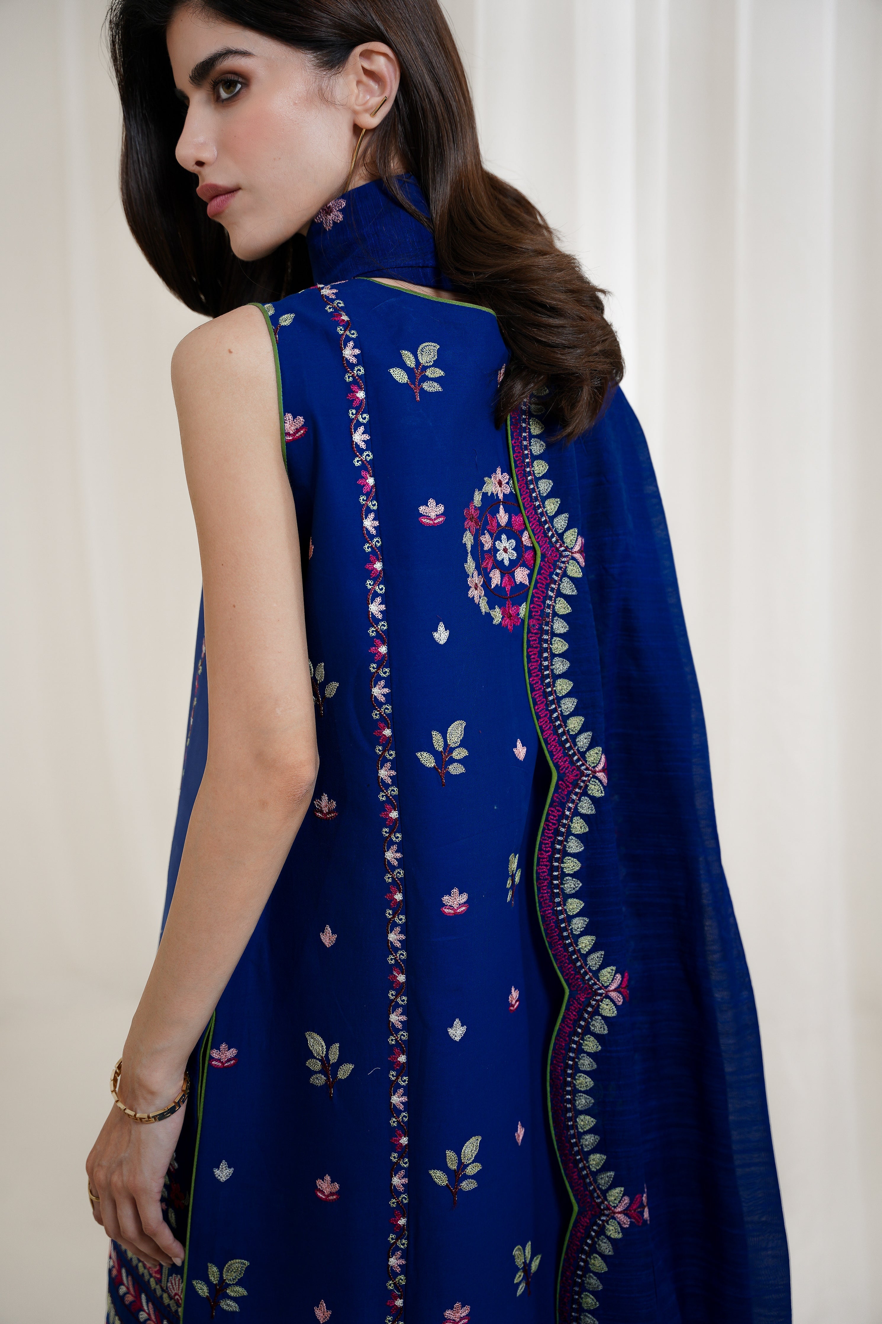 ROYAL BLUE LUXURY EMBROIDERED 3PCS SET NPA3-25424 (EID 2025 READY TO WEAR) - EXPRESS SHIPPING