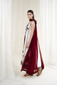 WHITE-MAROON LUXURY EMBROIDERED 3PCS SET NPA3-25426 (EID 2025 READY TO WEAR) - EXPRESS SHIPPING