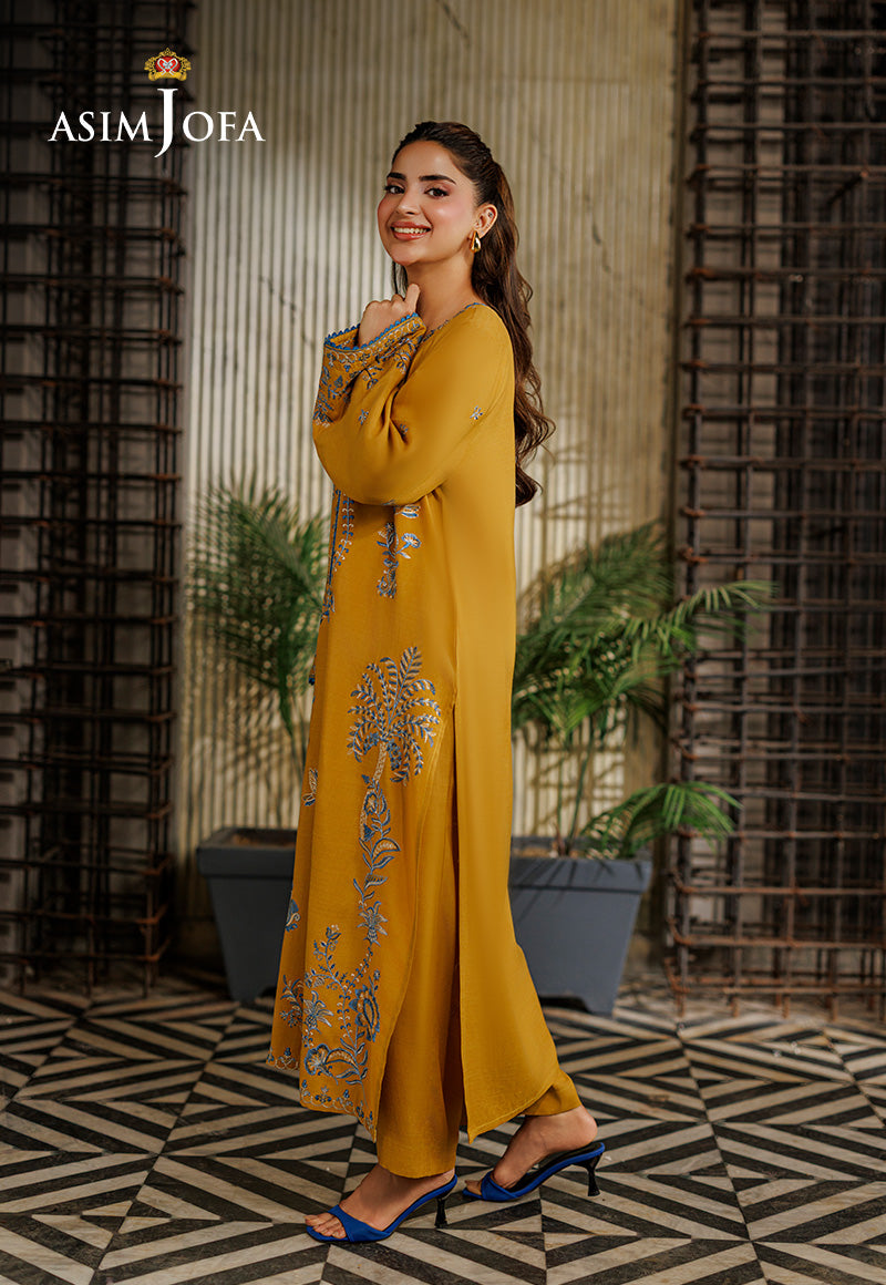 Ajpb-314 Embroidered Raw Silk Stitched 2Pcs