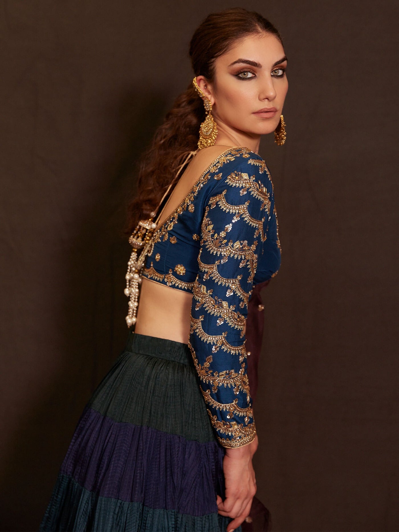 Blouse, Crushed Ghagra & Dupatta