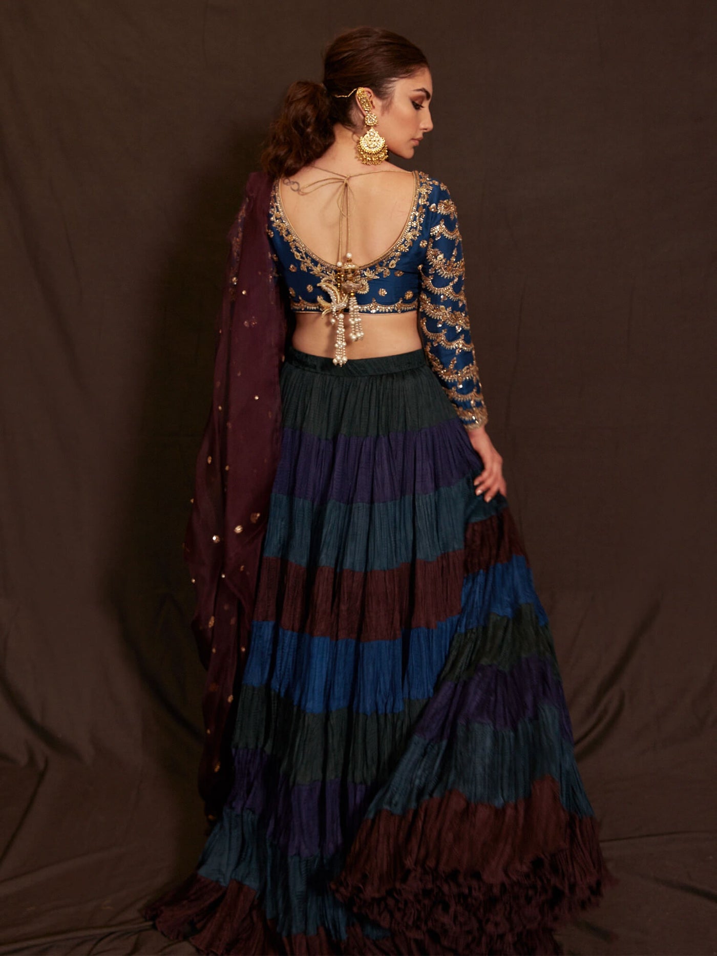 Blouse, Crushed Ghagra & Dupatta