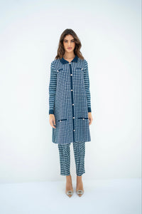 Pleated Oia Blue Set With Capri Pants
