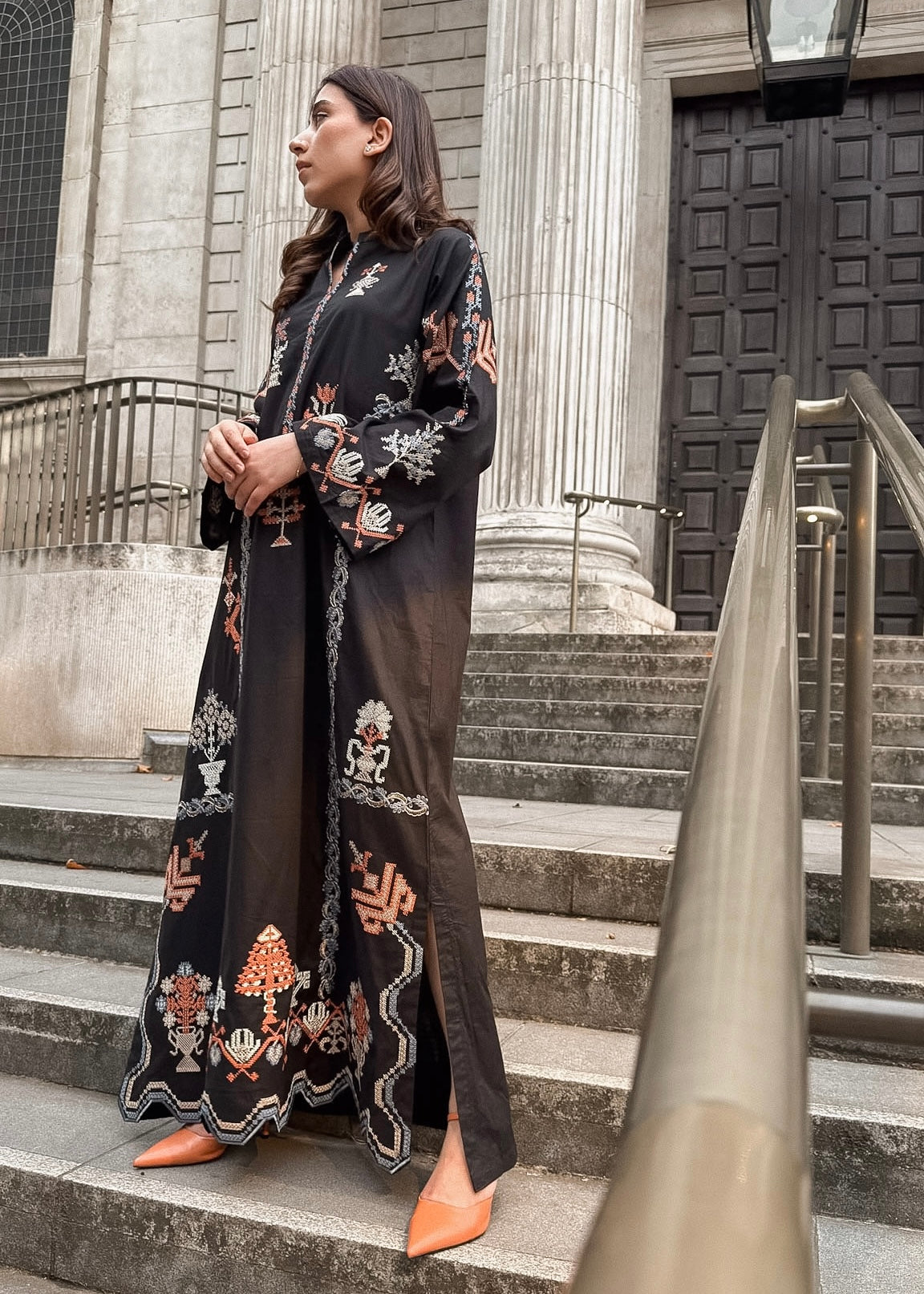 Onyx -  Black Embroidered Kaftan