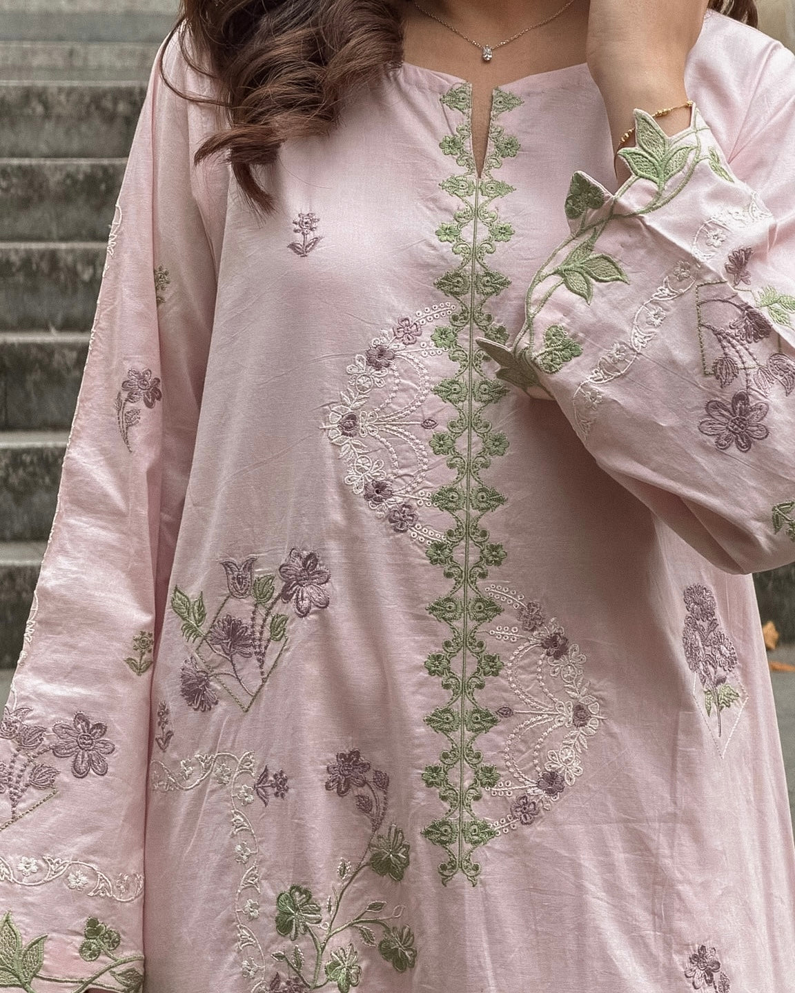 Zinnia - Pink Embroidered CO-ORD Set