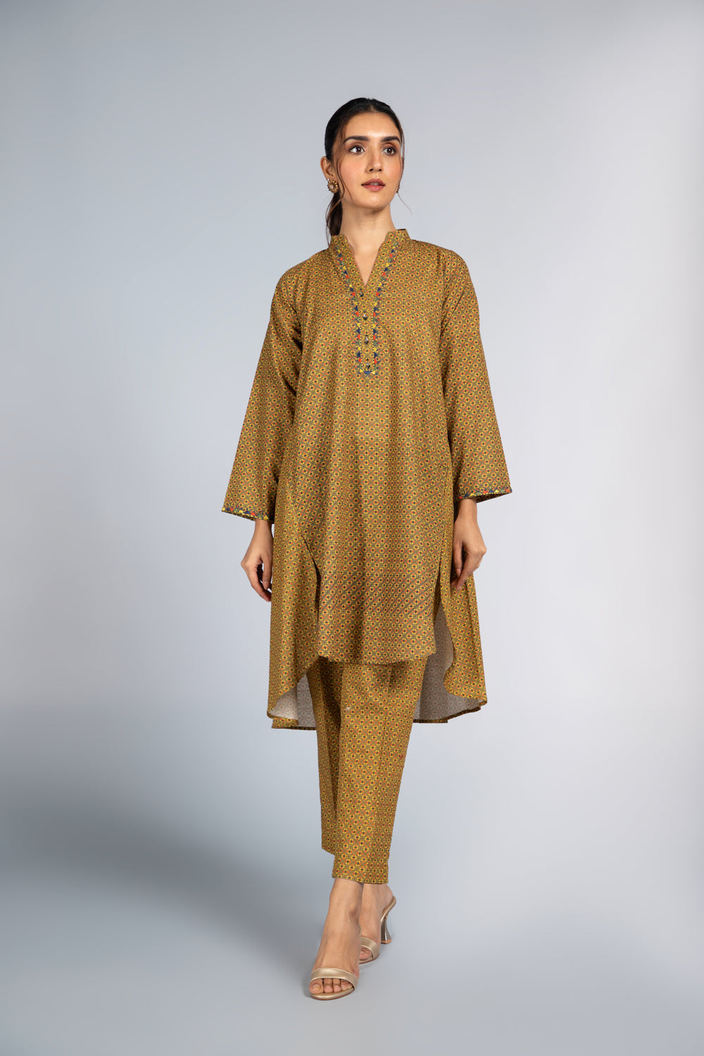 2 Piece Printed Slub Khaddar Embroidered & Printed Suit  (PD1173)