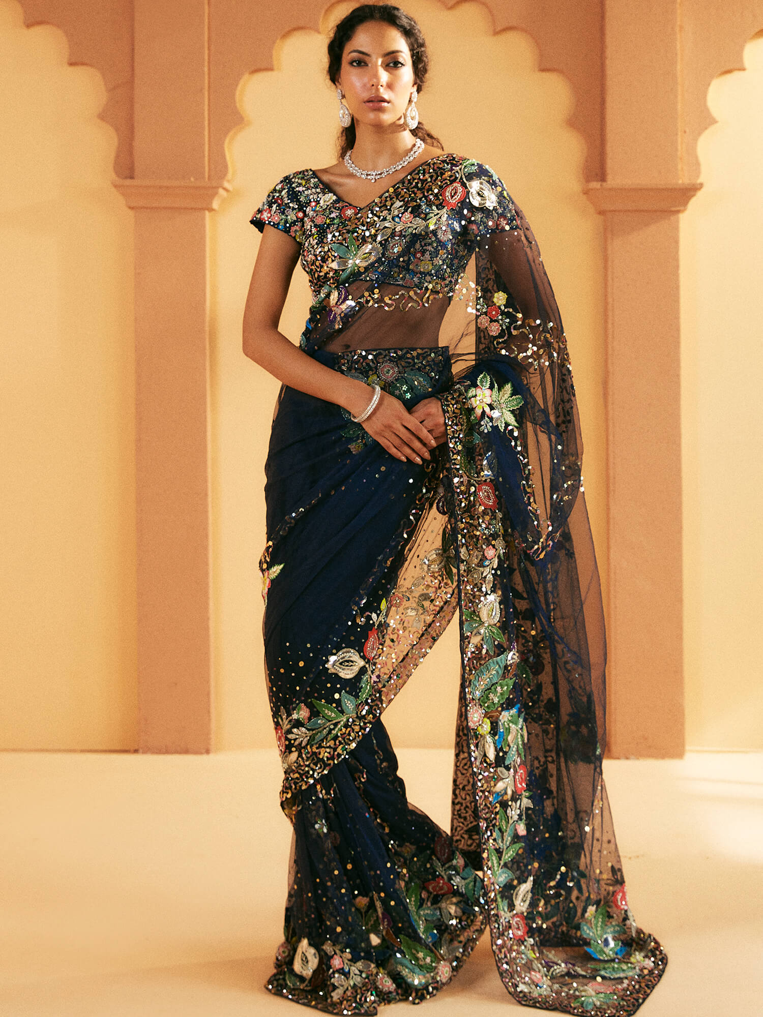 Belted Jacket W Choli Sari