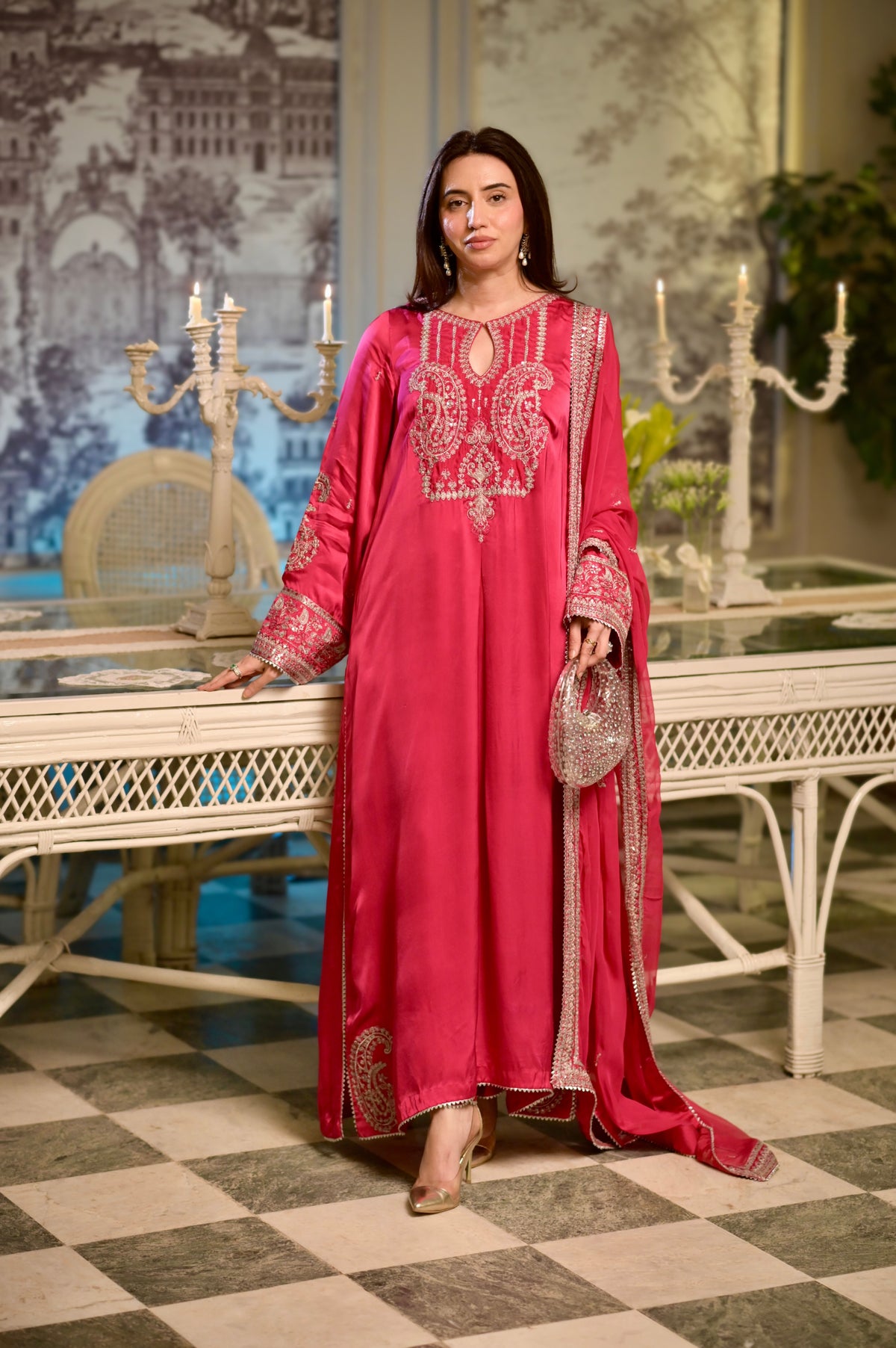 Aneelas Silk Emb Chiffon Emb Duppata 3pc [RS-08] [Dispatch Time 2 Months]