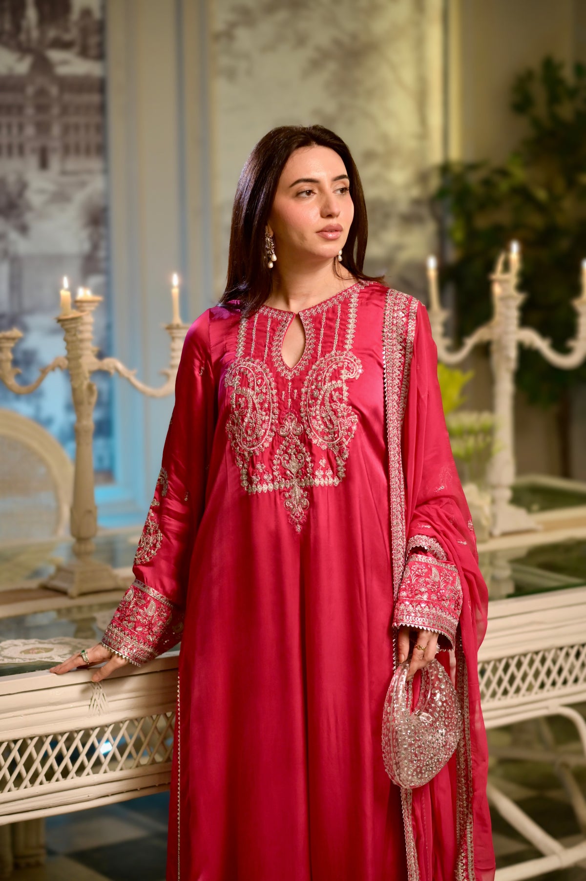 Aneelas Silk Emb Chiffon Emb Duppata 3pc [RS-08] [Dispatch Time 2 Months]