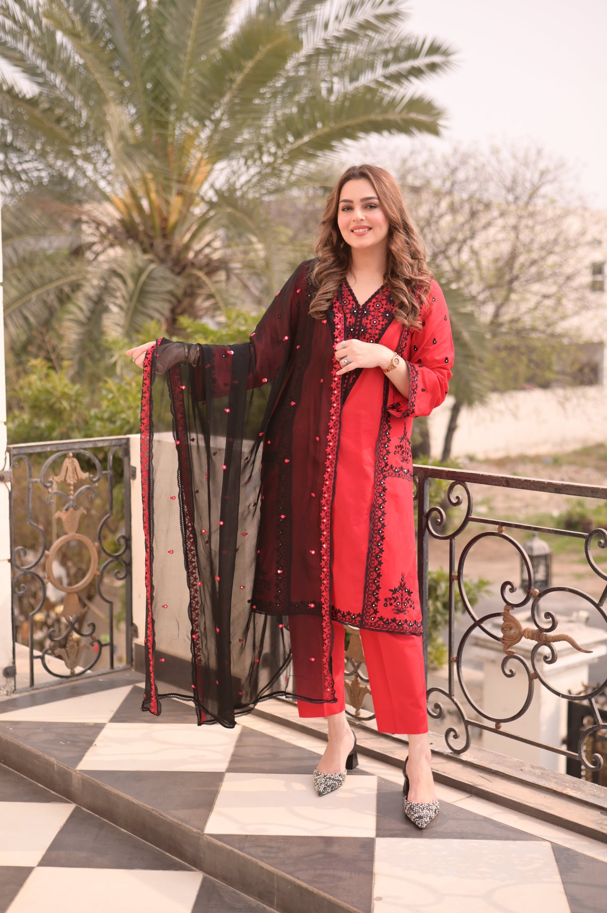 Aneelas Lawn Emb Chiffon Duppata 3pc [LUX-26-16] [Dispatch Time 2 Months]
