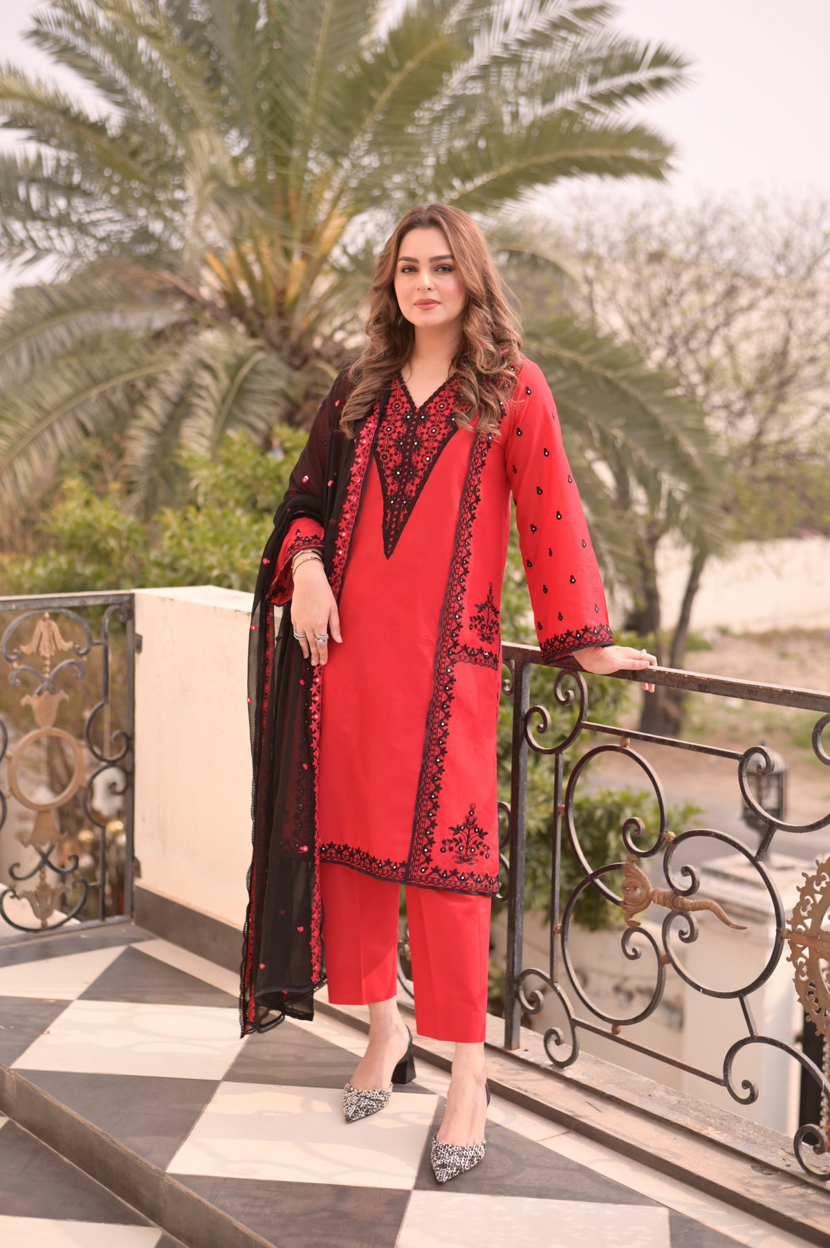 Aneelas Lawn Emb Chiffon Duppata 3pc [LUX-26-16] [Dispatch Time 2 Months]