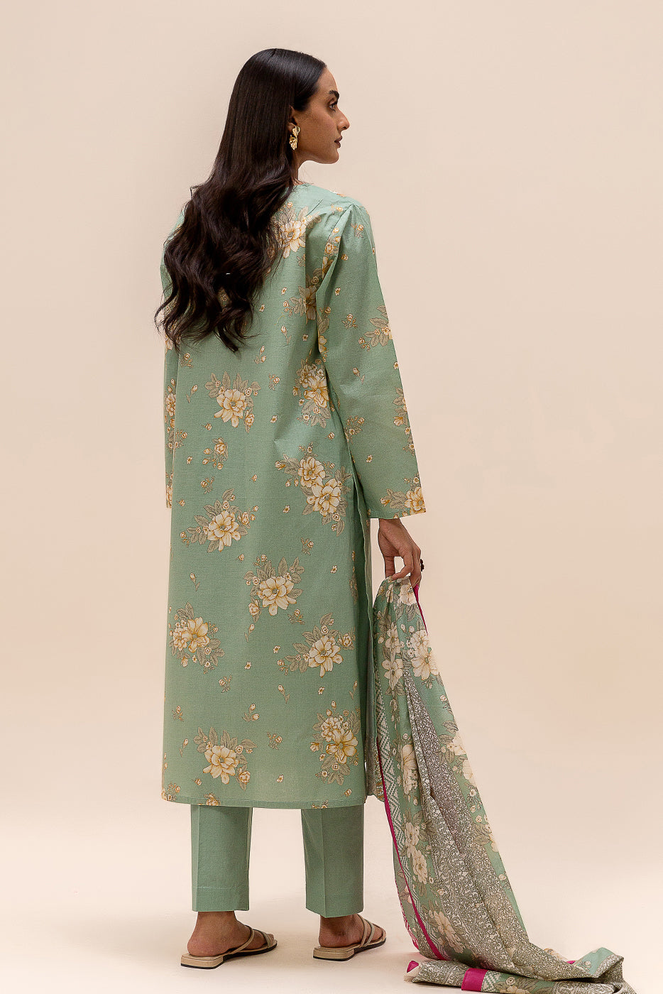 3 Piece Embroidered Lawn Suit-Aqua Verve (Unstitched)