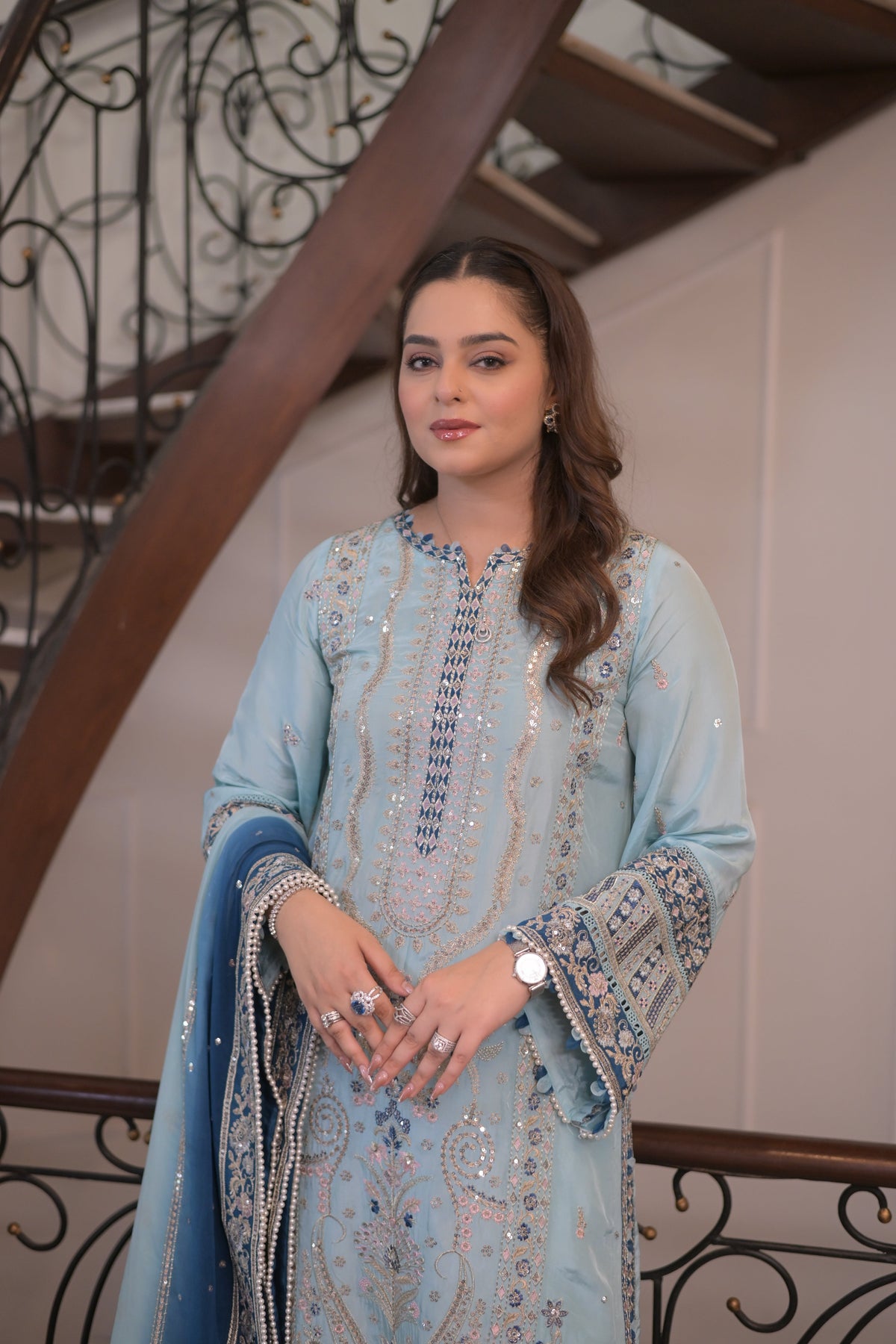 Aneelas Semi Formal Tussar Silk Emb 3pc Chiffon Duppata [FC-36] [Dispatch Time 2 Months]