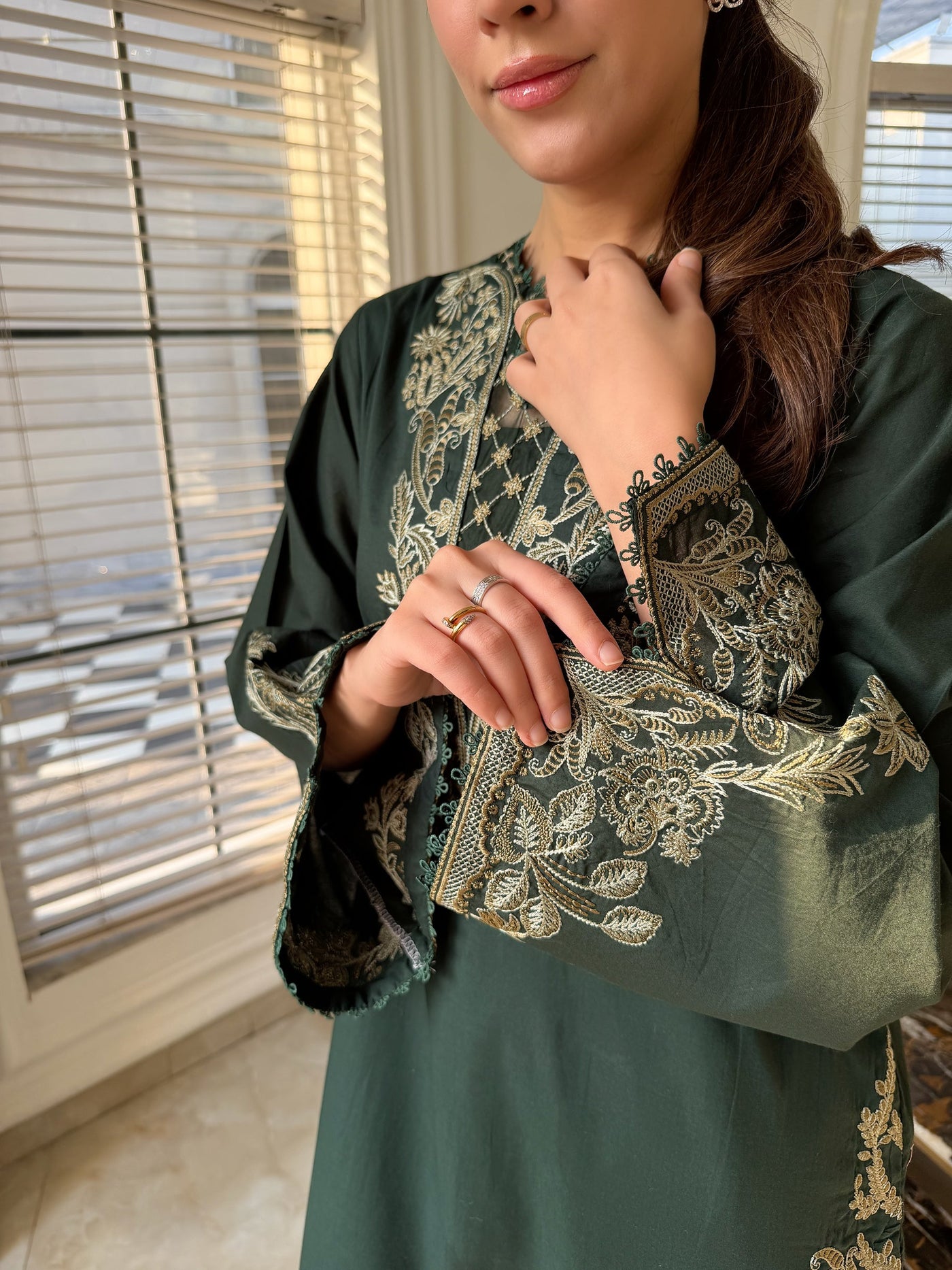 Cannabis - Dark Green Embroidered Co-Ord Set
