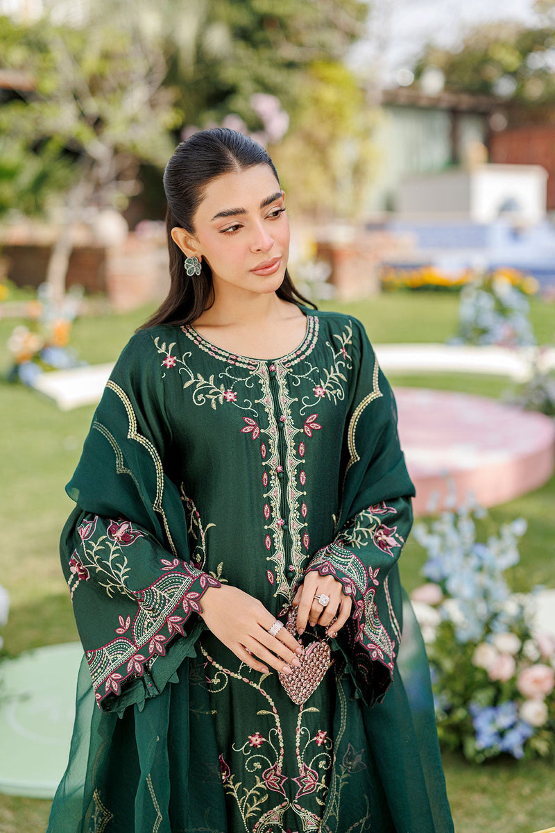 DUPATTA: SS26DD-2902 BOTTLE GREEN EMBROIDED DUPATTA