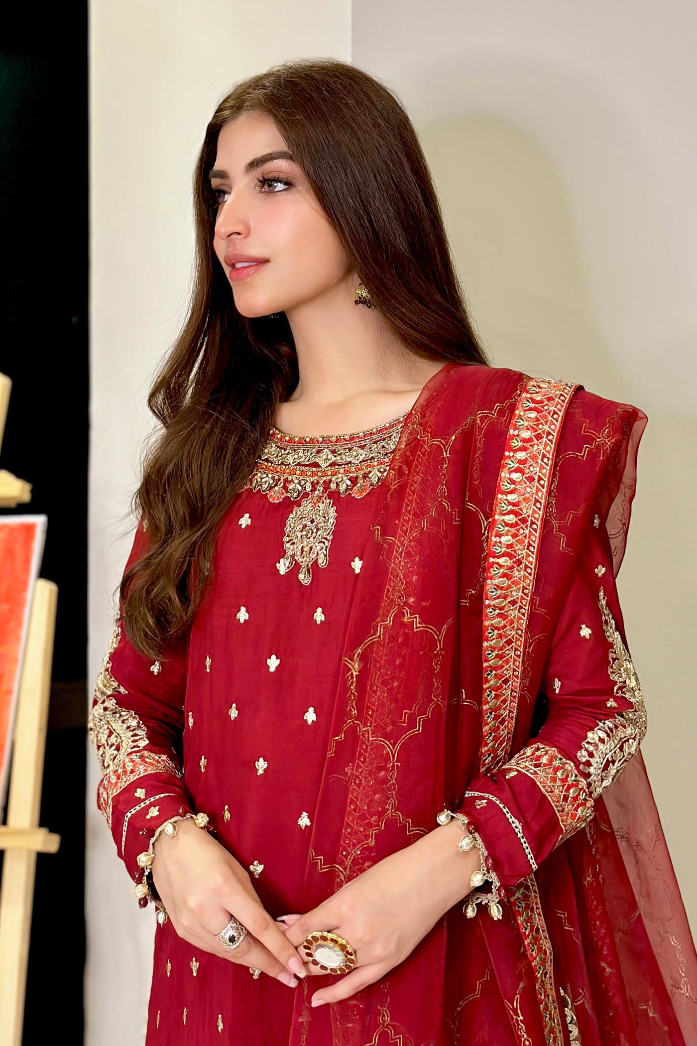 3 Piece Embroidered Raw Silk Suit