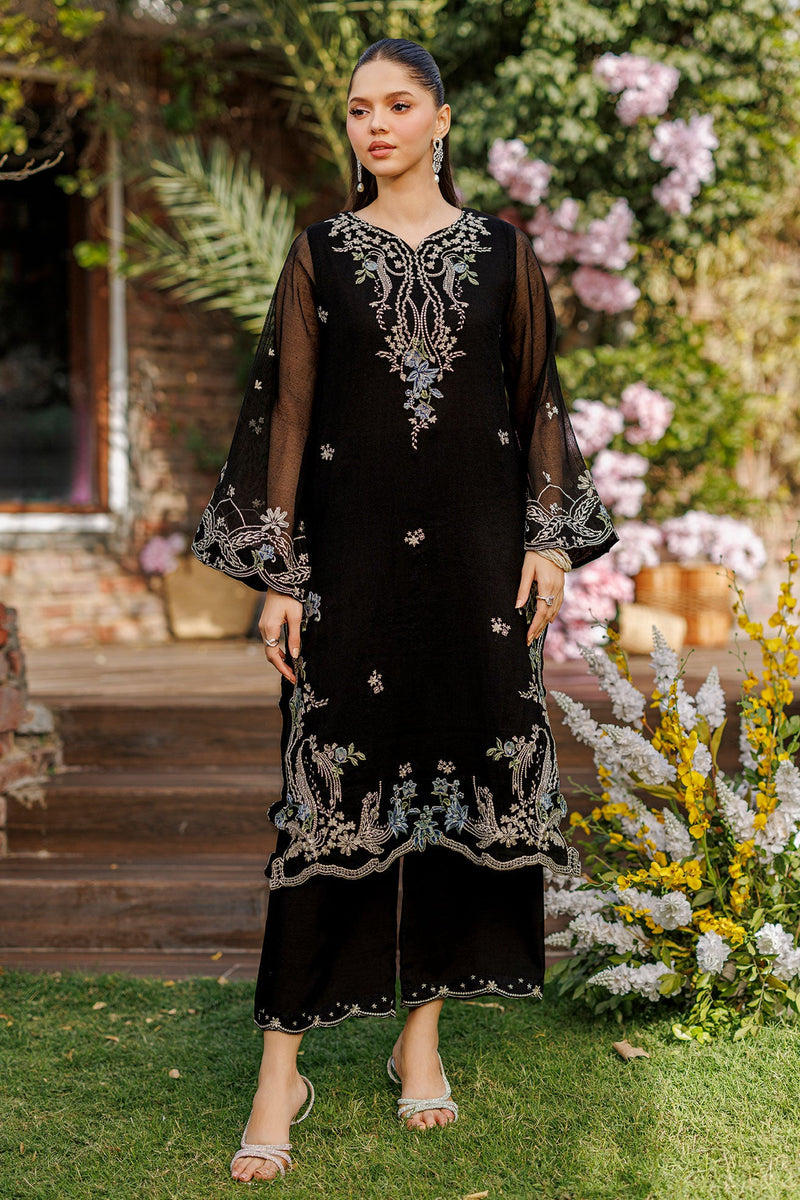 SS26DA-2905 BLACK 2PCS  EMBROIDERED KURTA WITH TROUSER