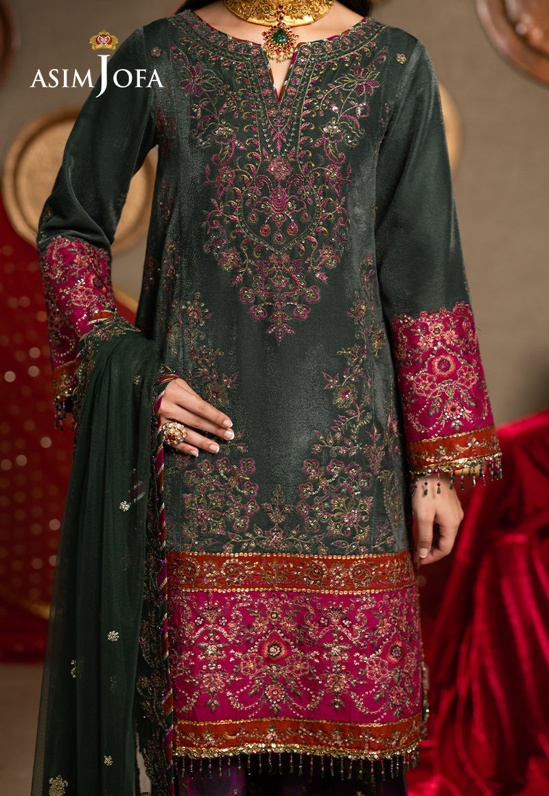 AJUMV-04 Embroidered Velvet Unstitched 3 Pcs