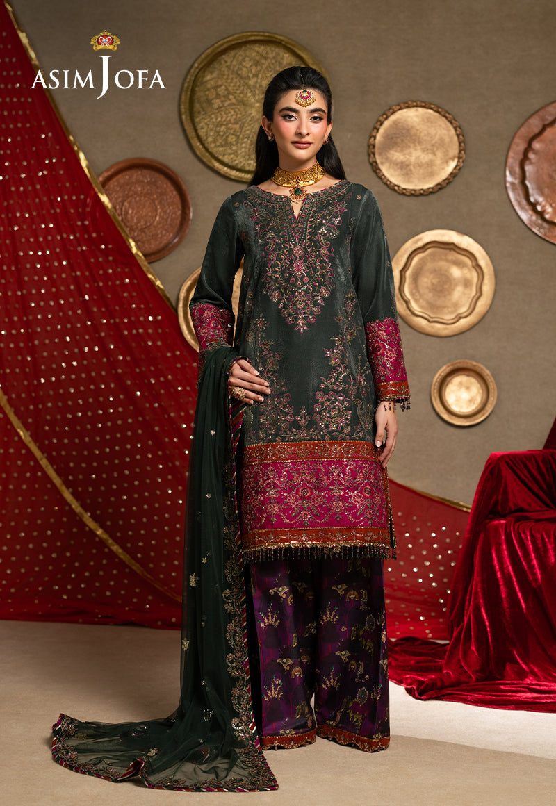 AJUMV-04 Embroidered Velvet Unstitched 3 Pcs