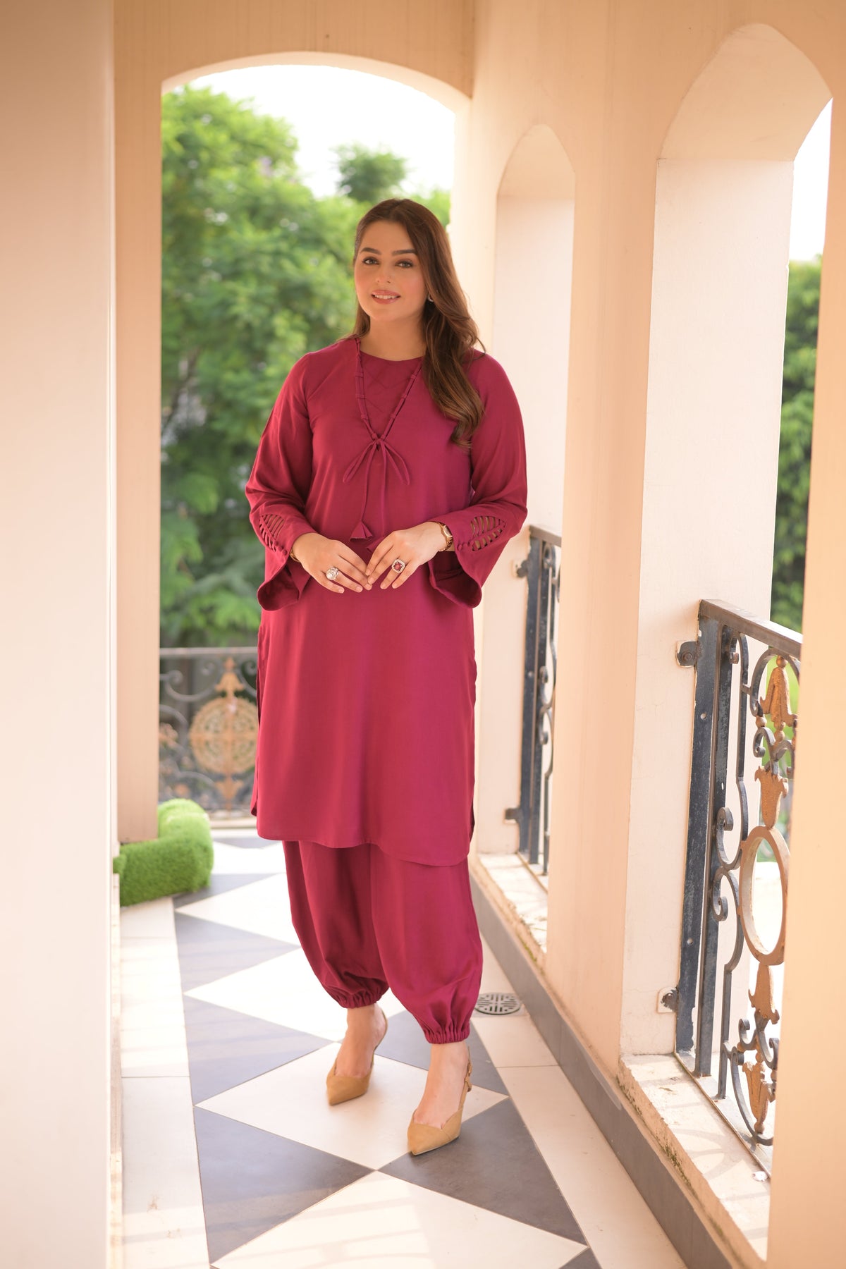 Aneelas Peach Wool Shirt Trouser 2pc [PL-26-03]