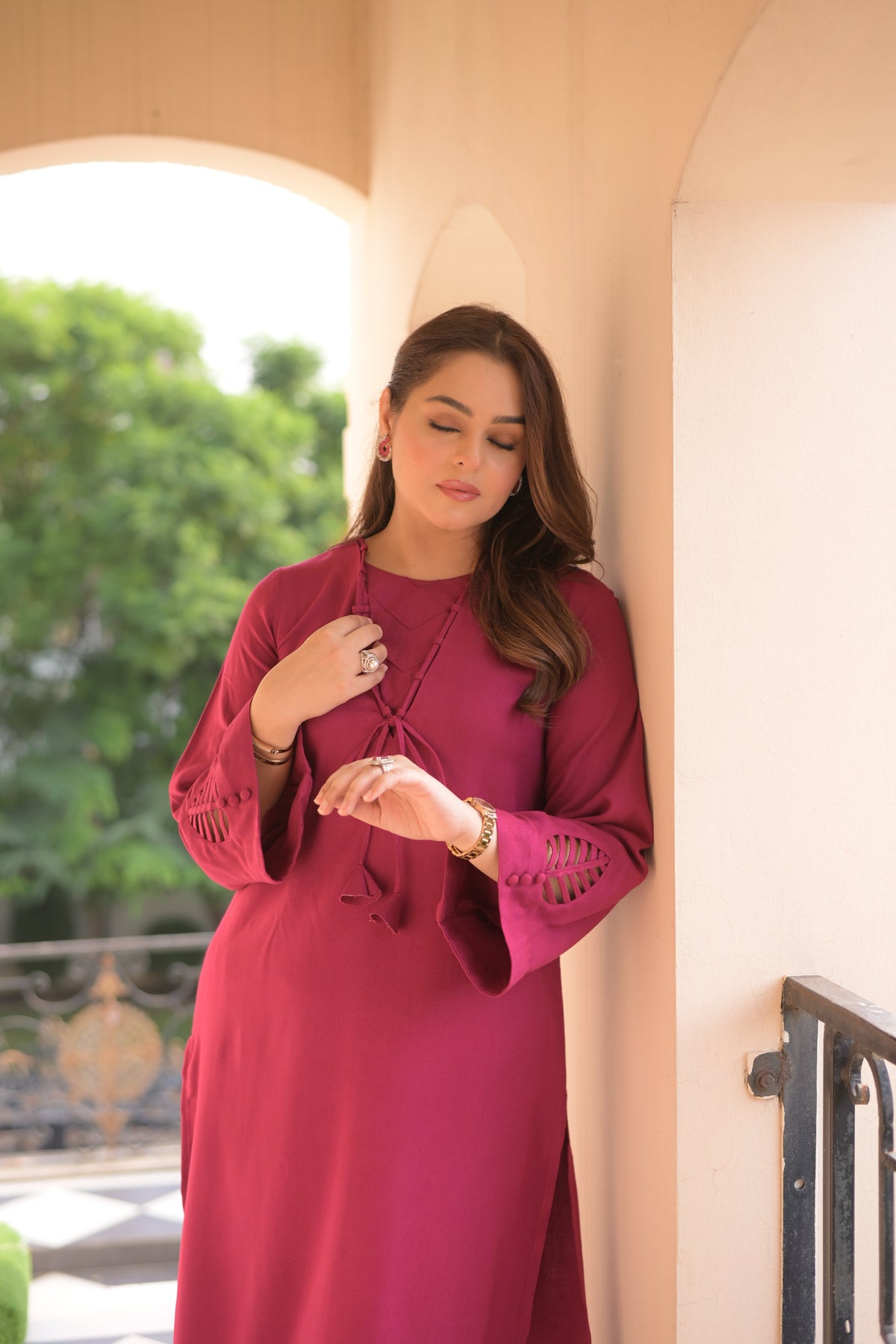 Aneelas Peach Wool Shirt Trouser 2pc [PL-26-03]