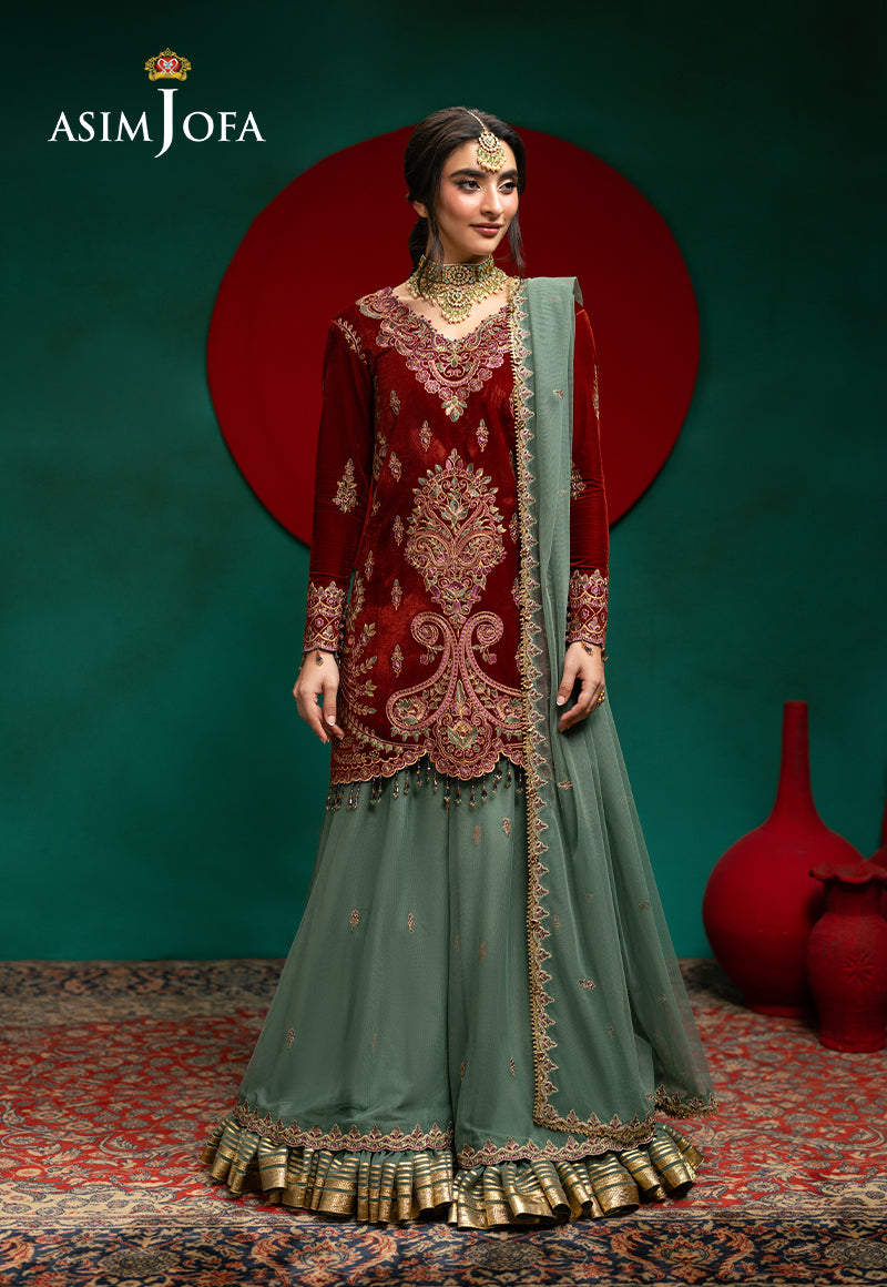 AJUMV-01 Embroidered Velvet Unstitched 3 Pcs