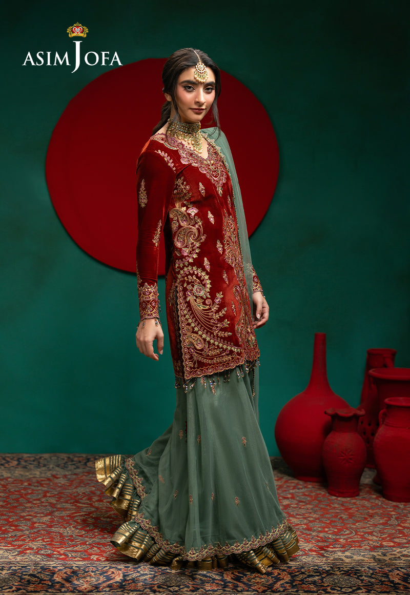 AJUMV-01 Embroidered Velvet Unstitched 3 Pcs